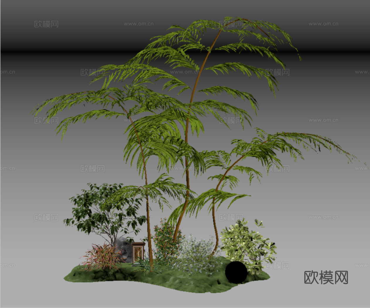 现代庭院景观小品 植物景观 景观造景su模型
