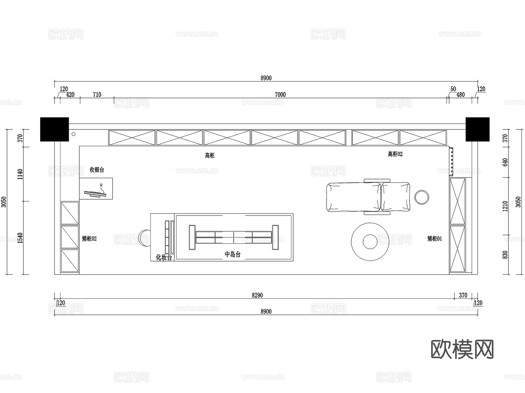 艾特蜜乐平华达化妆品店室内工装CAD施工图cad施工图