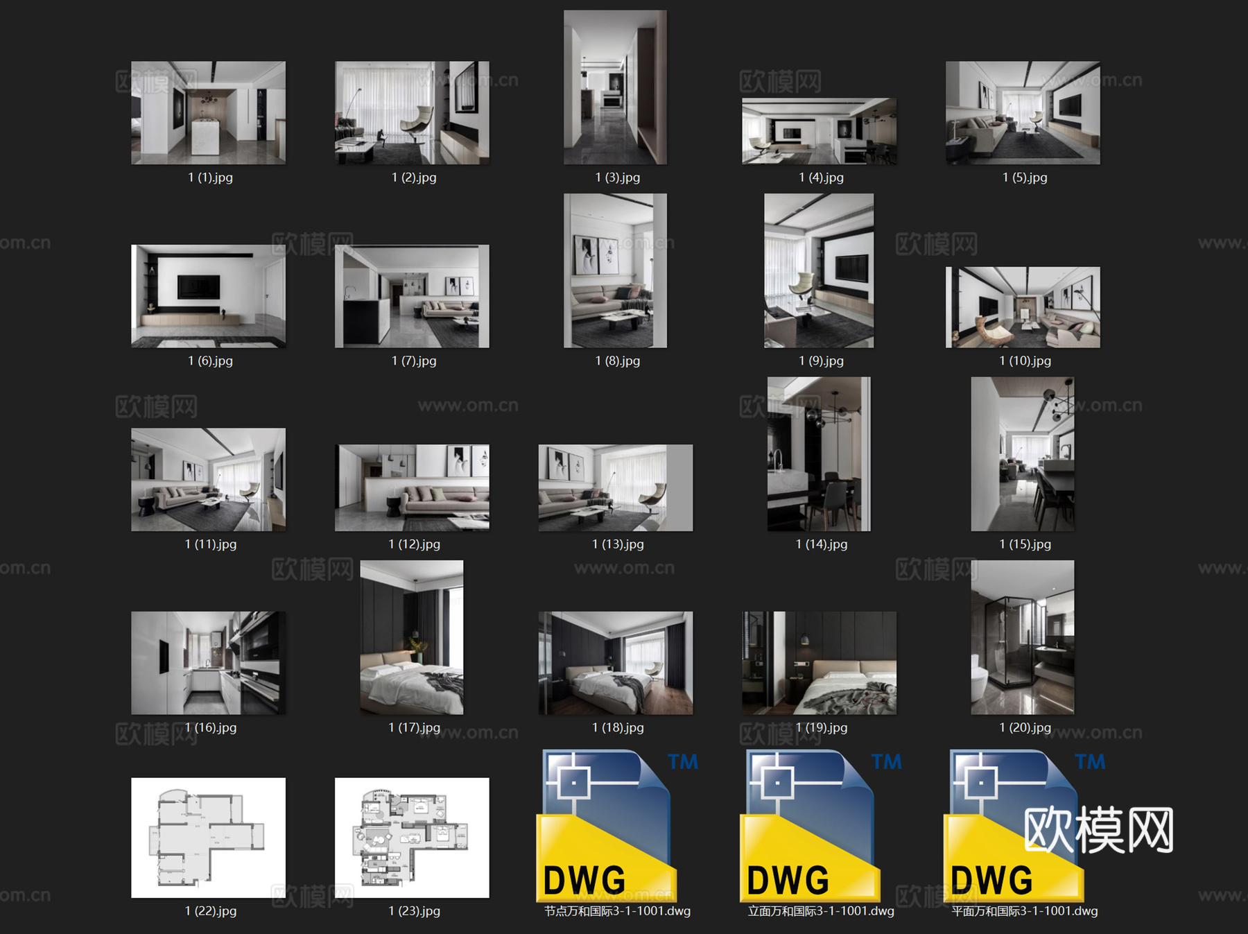 杭州万和国际3-1-1001无主灯室内家装CAD施工图整套cad施工图