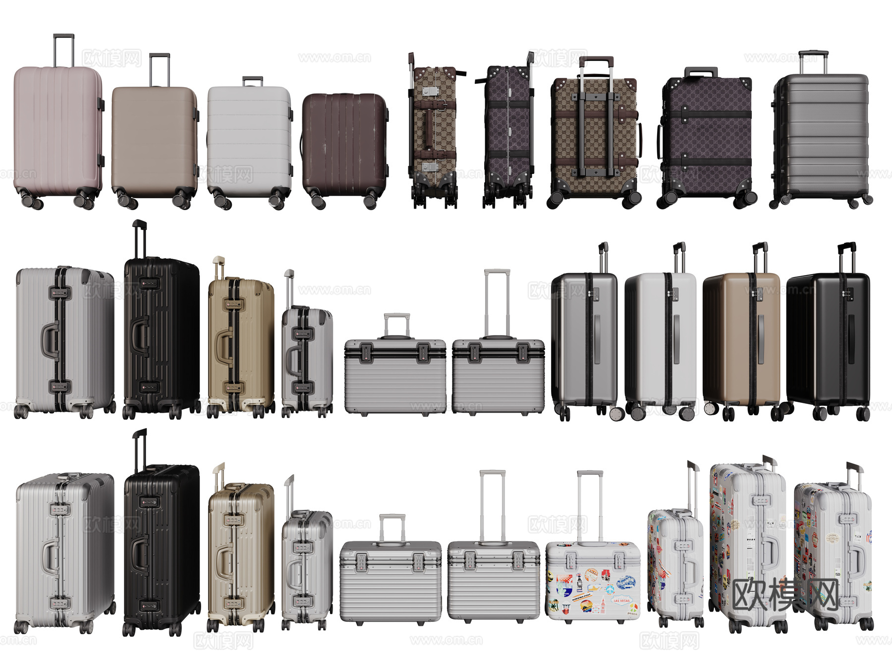 现代行李箱 拉杆箱 箱包 旅行箱 密码箱3d模型