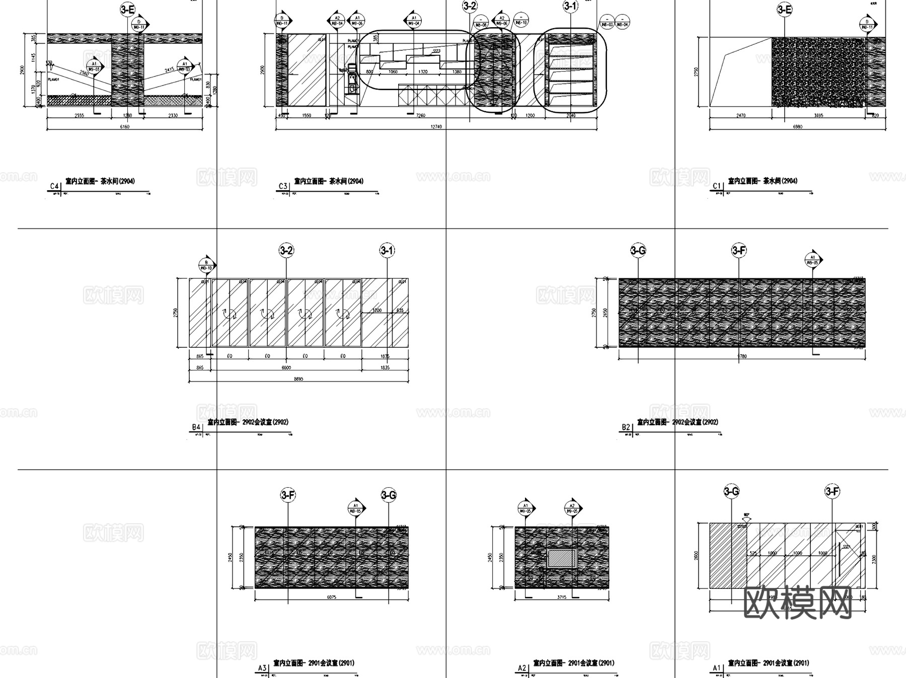 合肥置地广场C座29层样板房办公室室内工装CAD施工图整套cad施工图