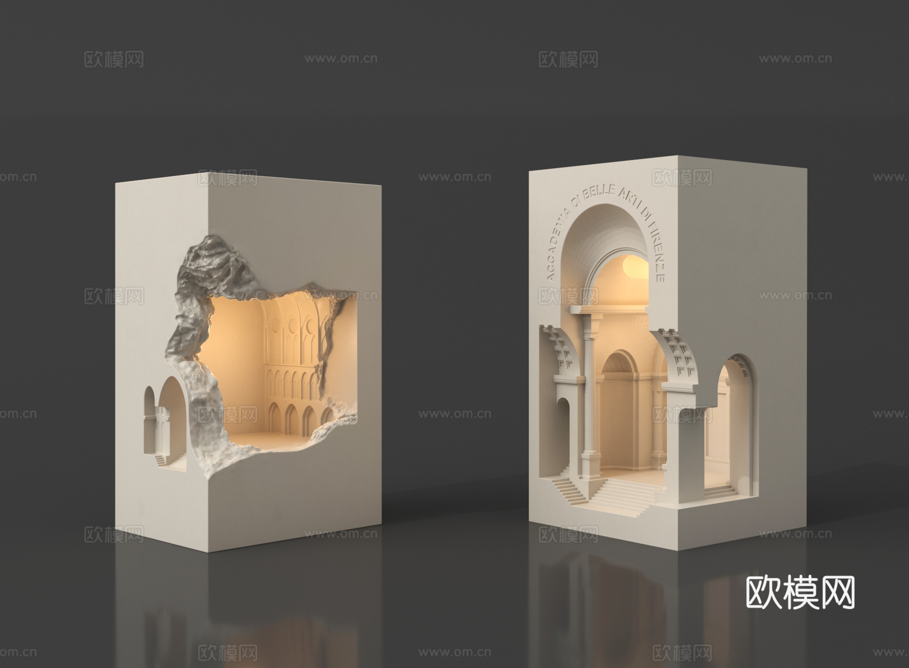现代石膏灯 内嵌式石膏灯3d模型下载