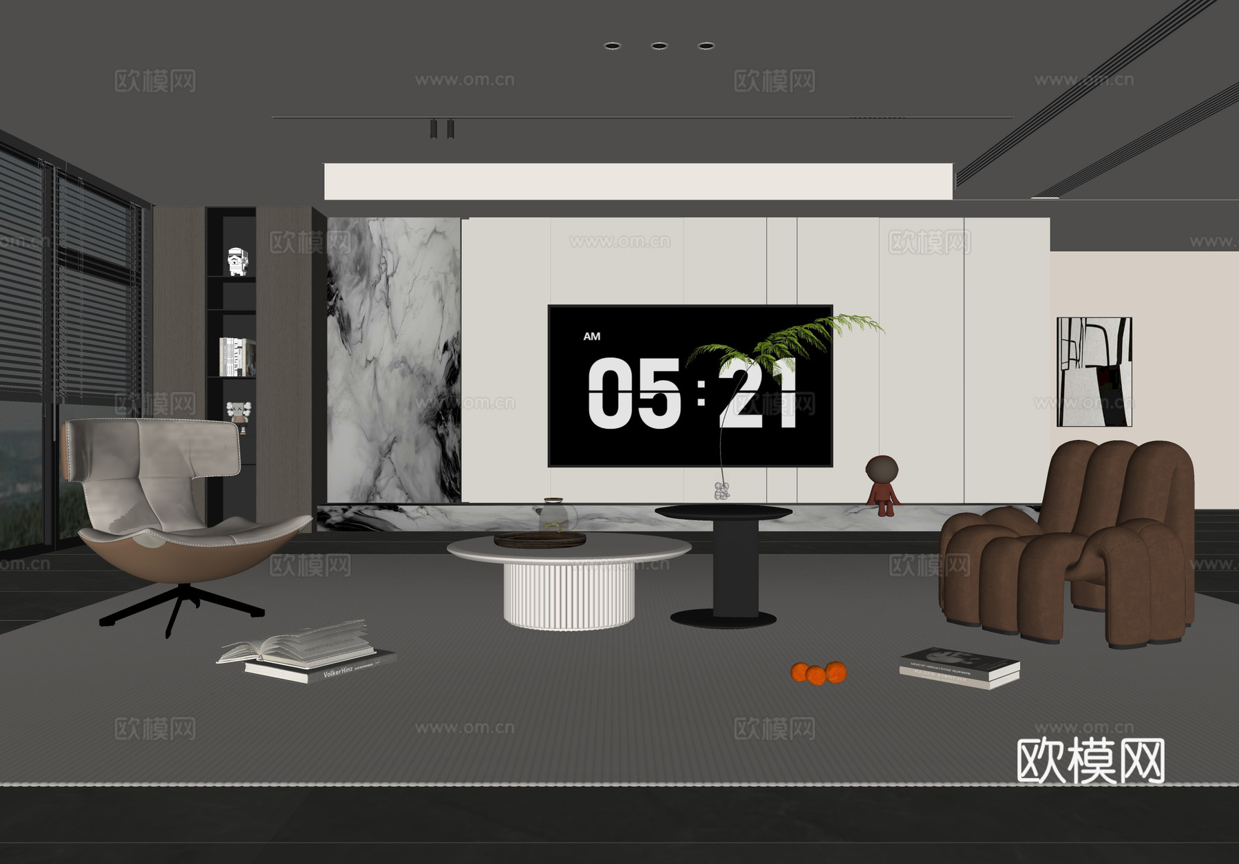 意式客厅 现代客厅 电视背景墙 电视柜 客厅背景 沙发茶几组su模型