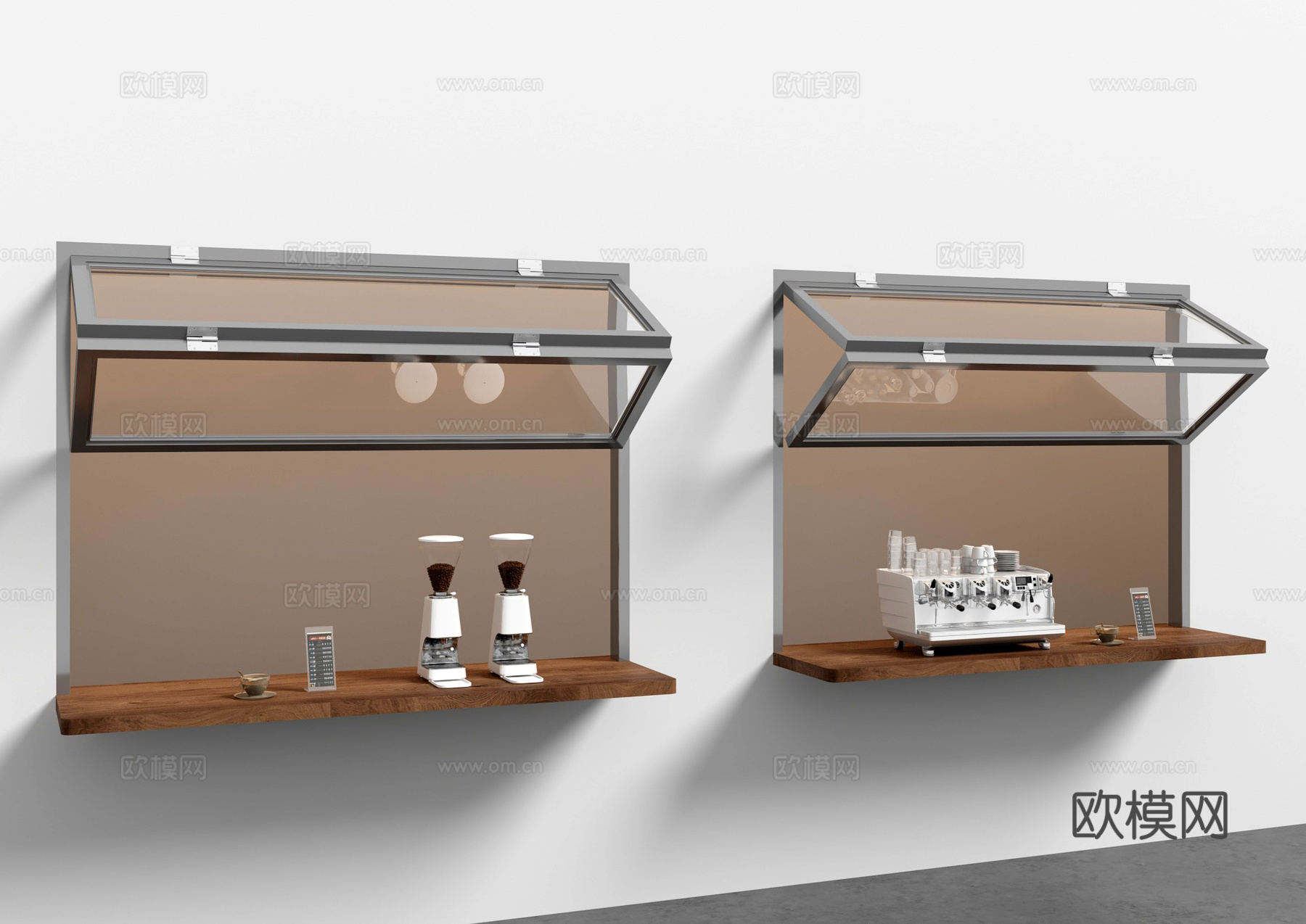 现代折叠窗咖啡馆3d模型