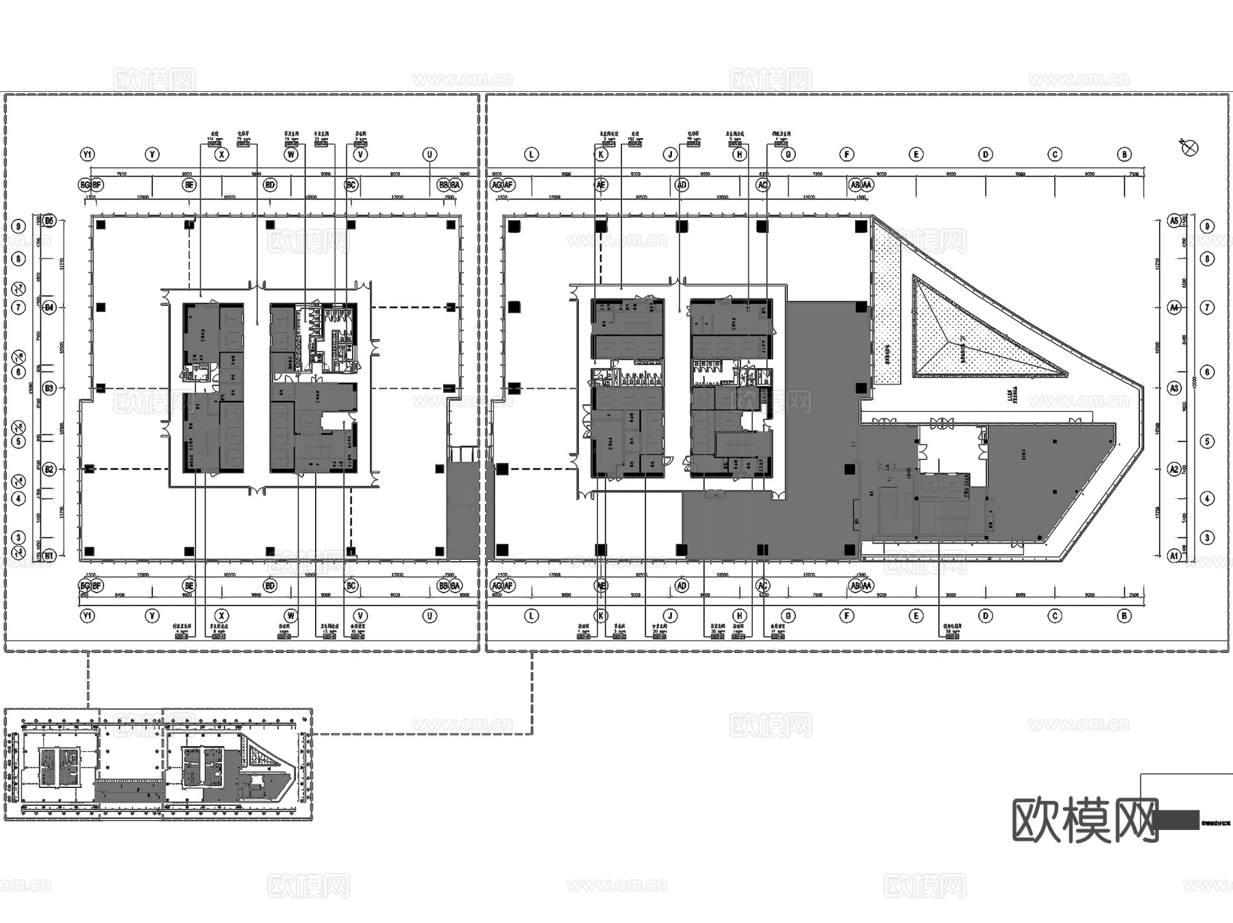 上海国际财富中心办公楼室内工装CAD施工图整套+文本cad施工图