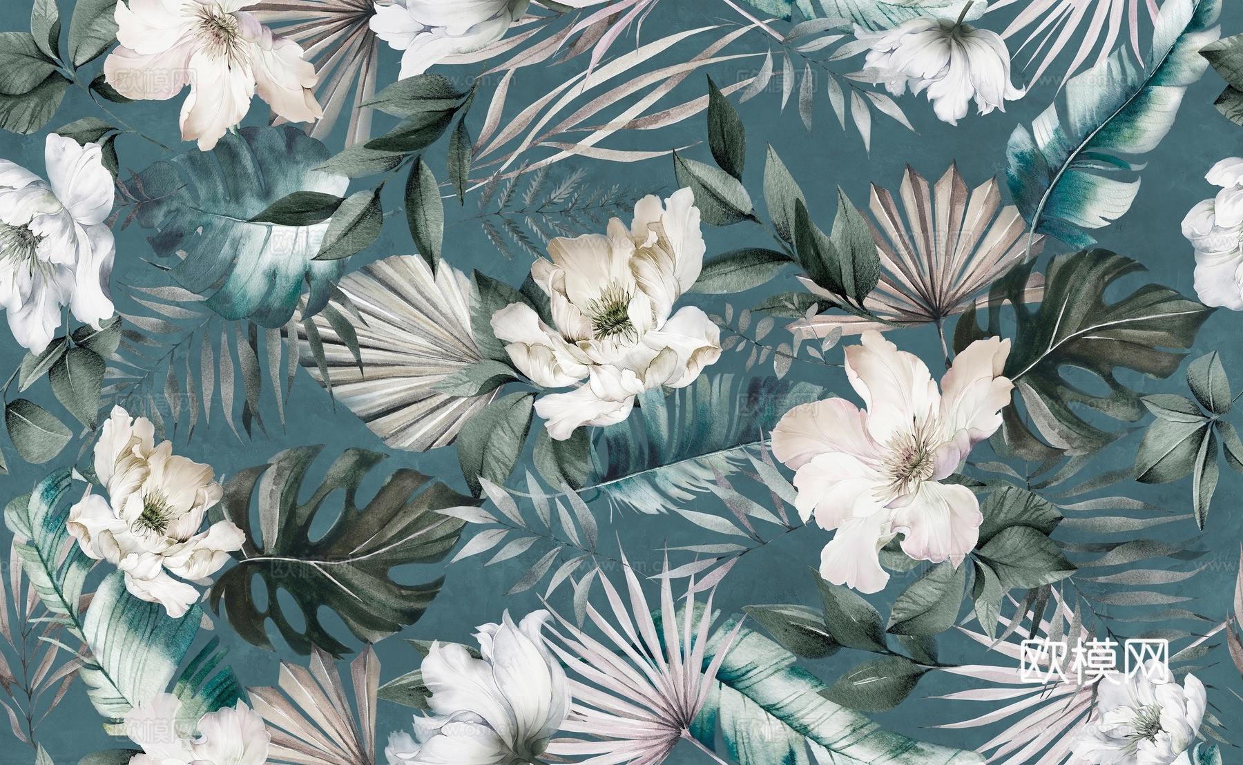 无缝植物花纹艺术砖