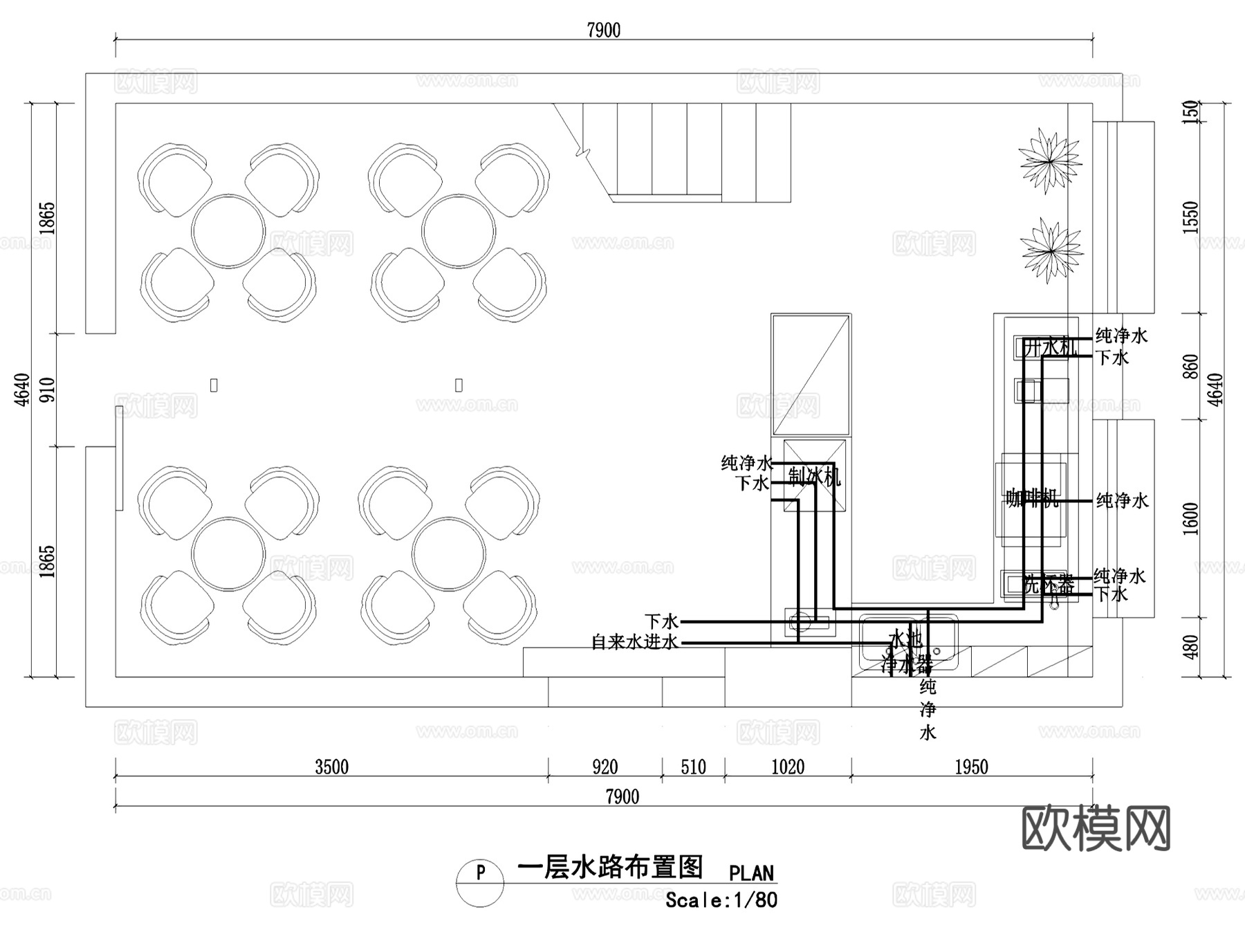 二层现代X-rcying咖啡店室内工装CAD施工图3Dmaxcad施工图