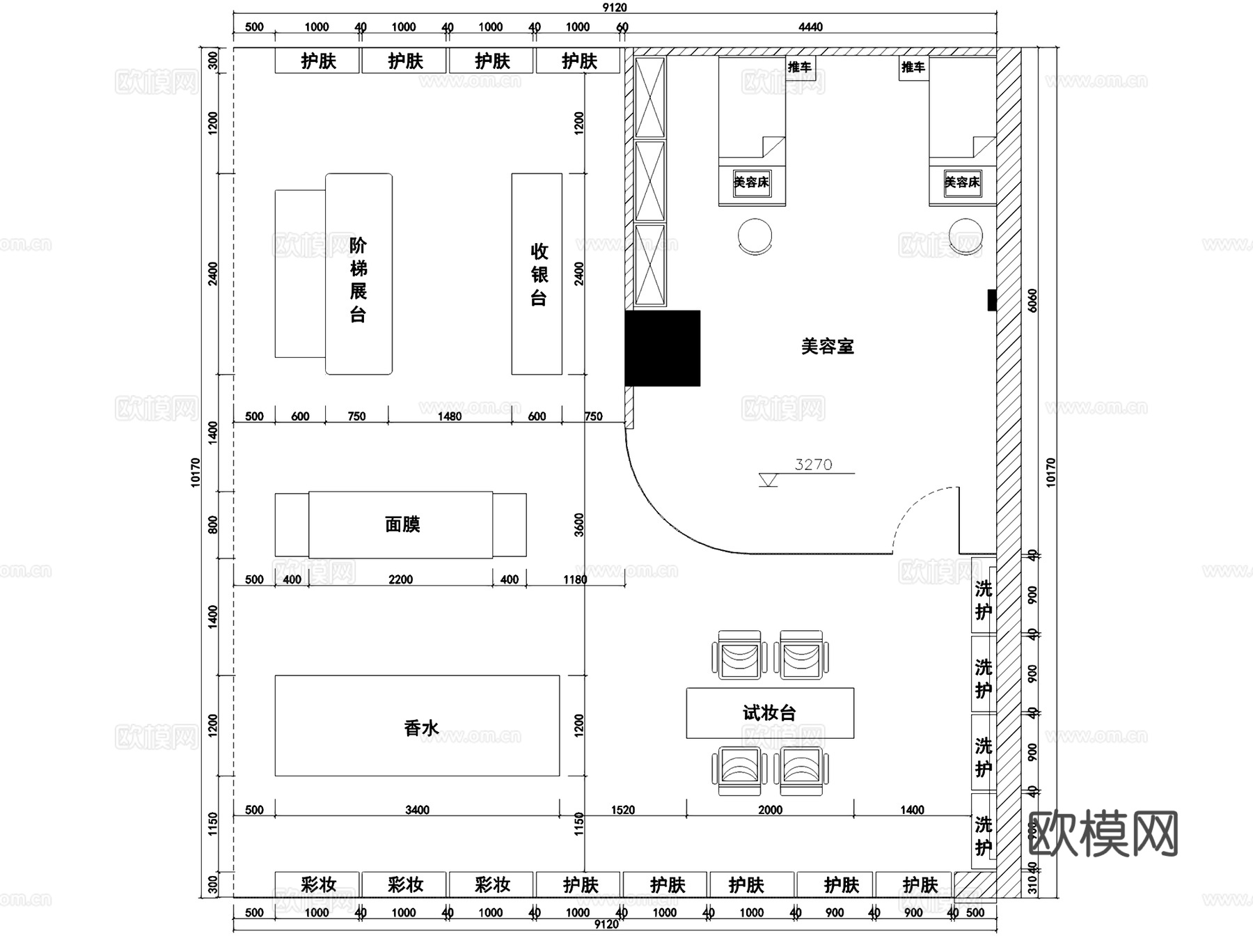 芮丽美妆化妆品店室内工装CAD施工图cad施工图