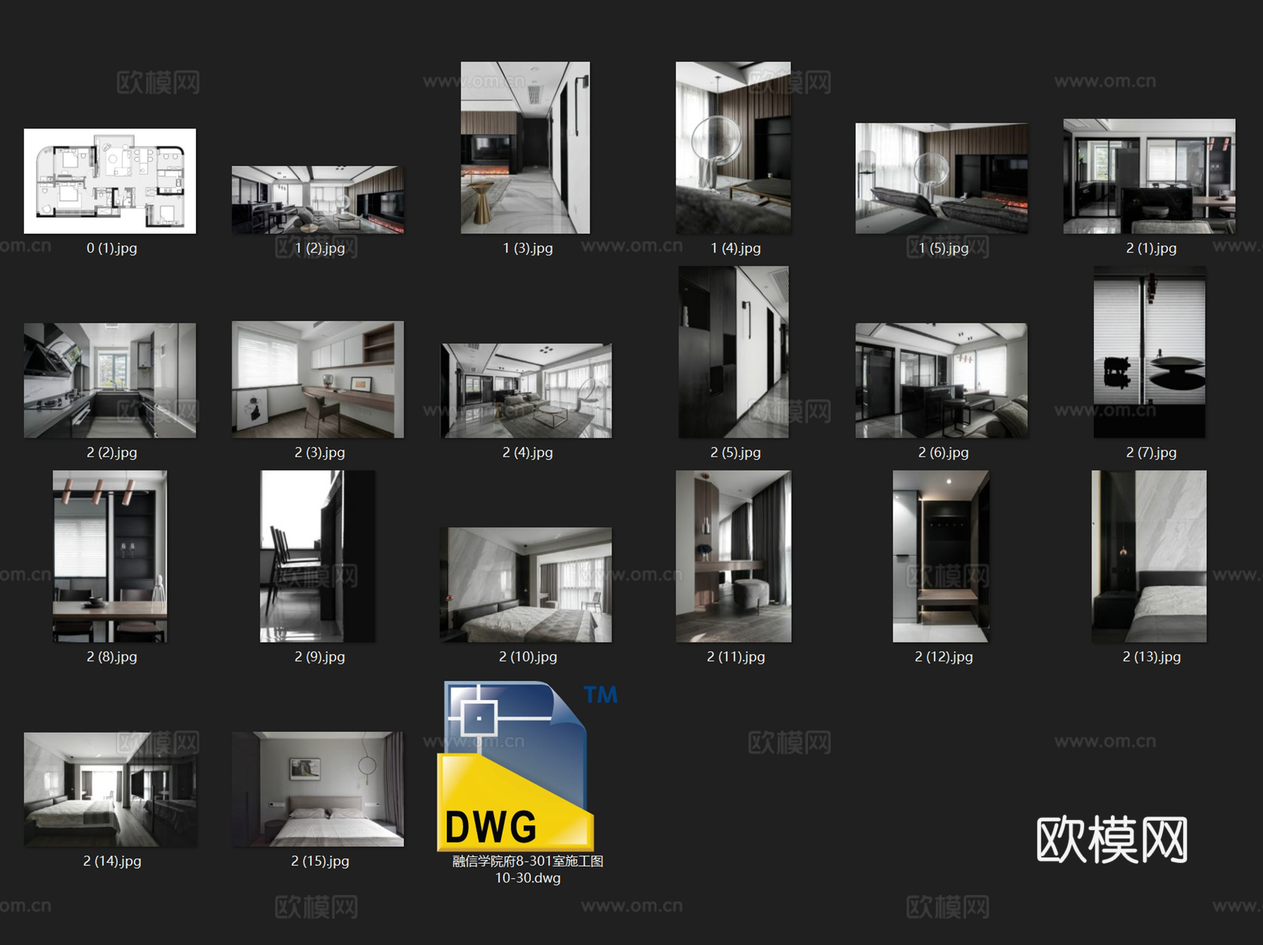 融信学院府8-301无主灯室内家装CAD施工图整套cad施工图