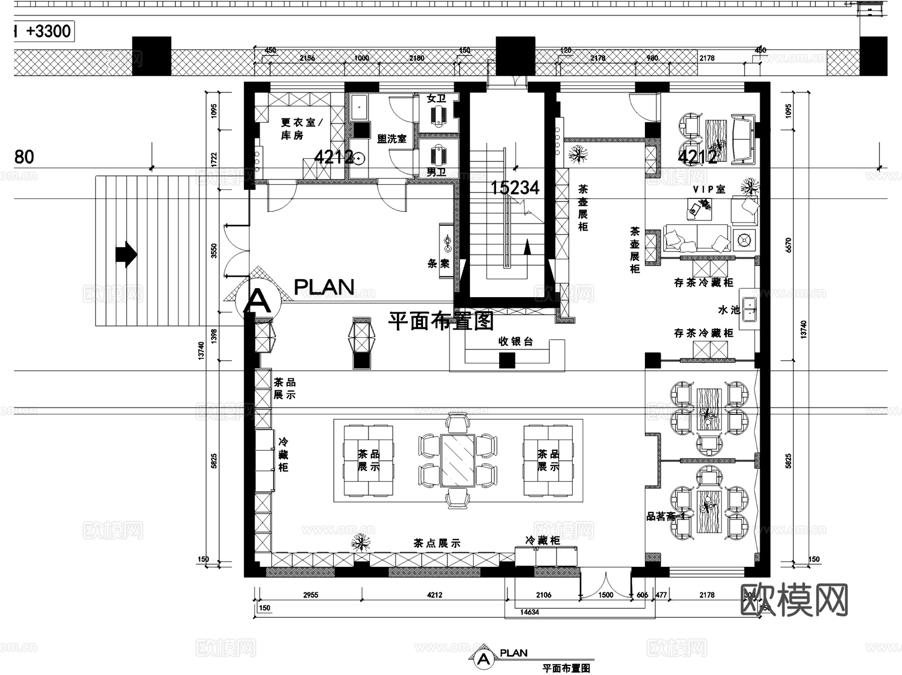 盛皇茗茶西南路店茶室会所室内工装CAD施工图cad施工图