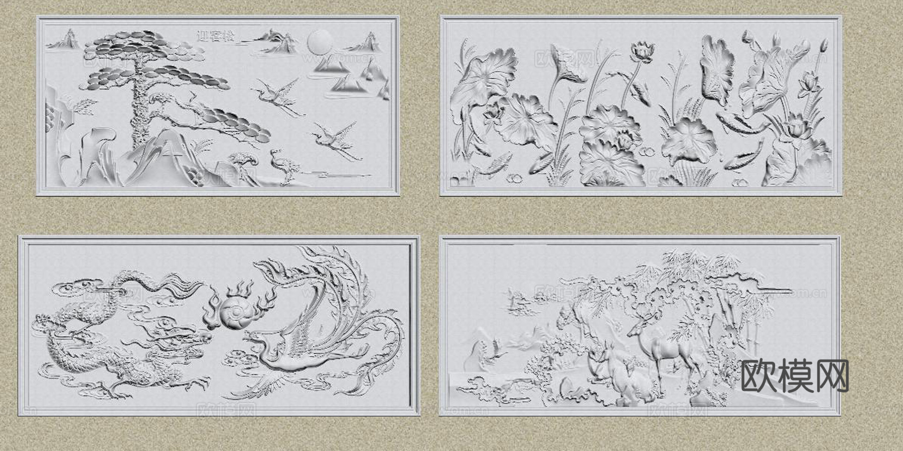 中式花板 中式雕花su模型