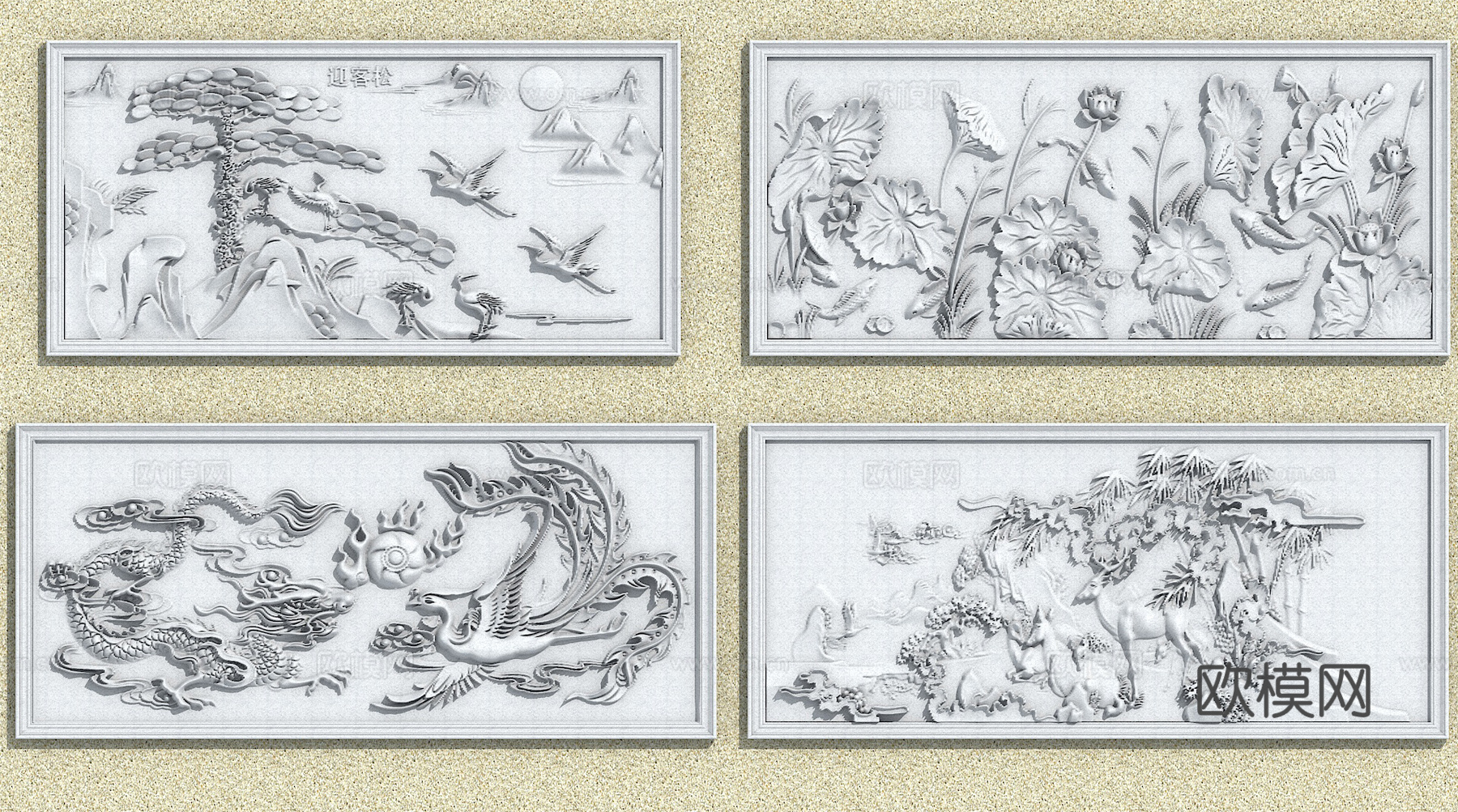 中式花板 中式雕花su模型