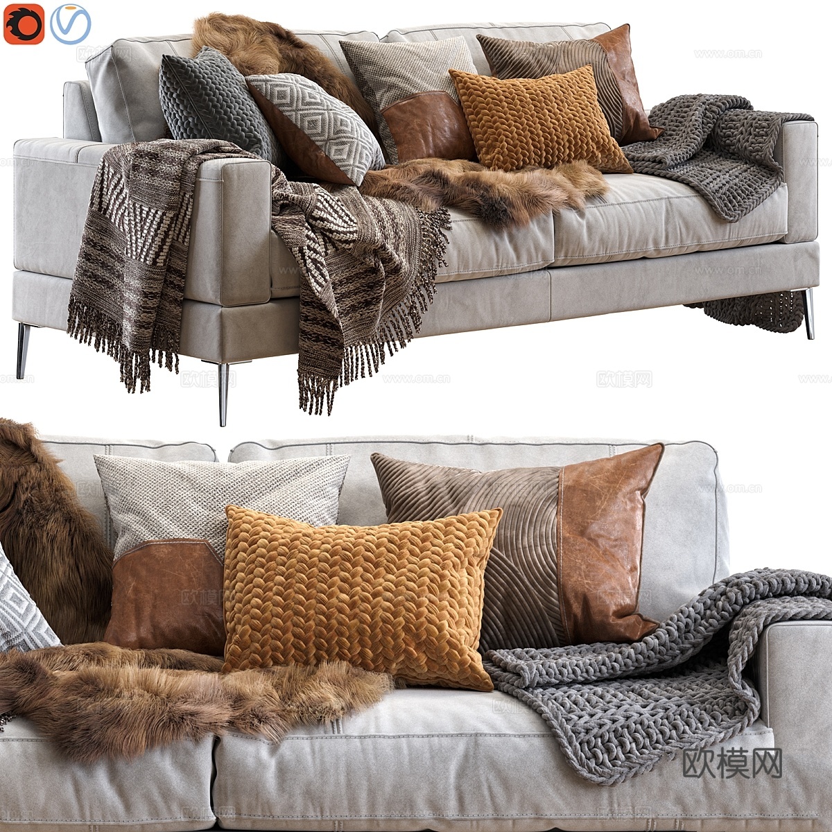 卡普里沙发210厘米3d模型下载