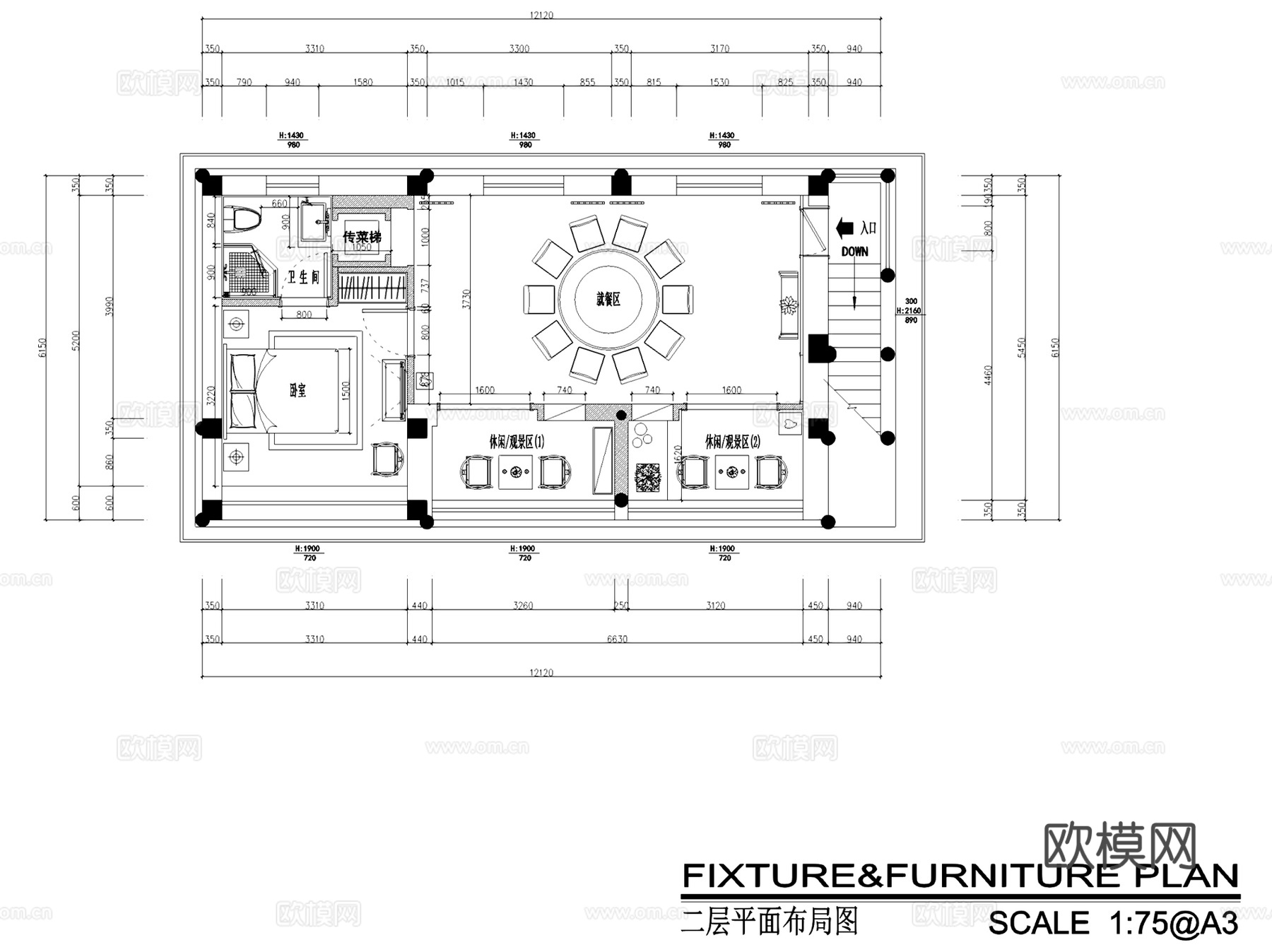 禅意新中式茶室茶楼会所室内工装CAD施工图cad施工图