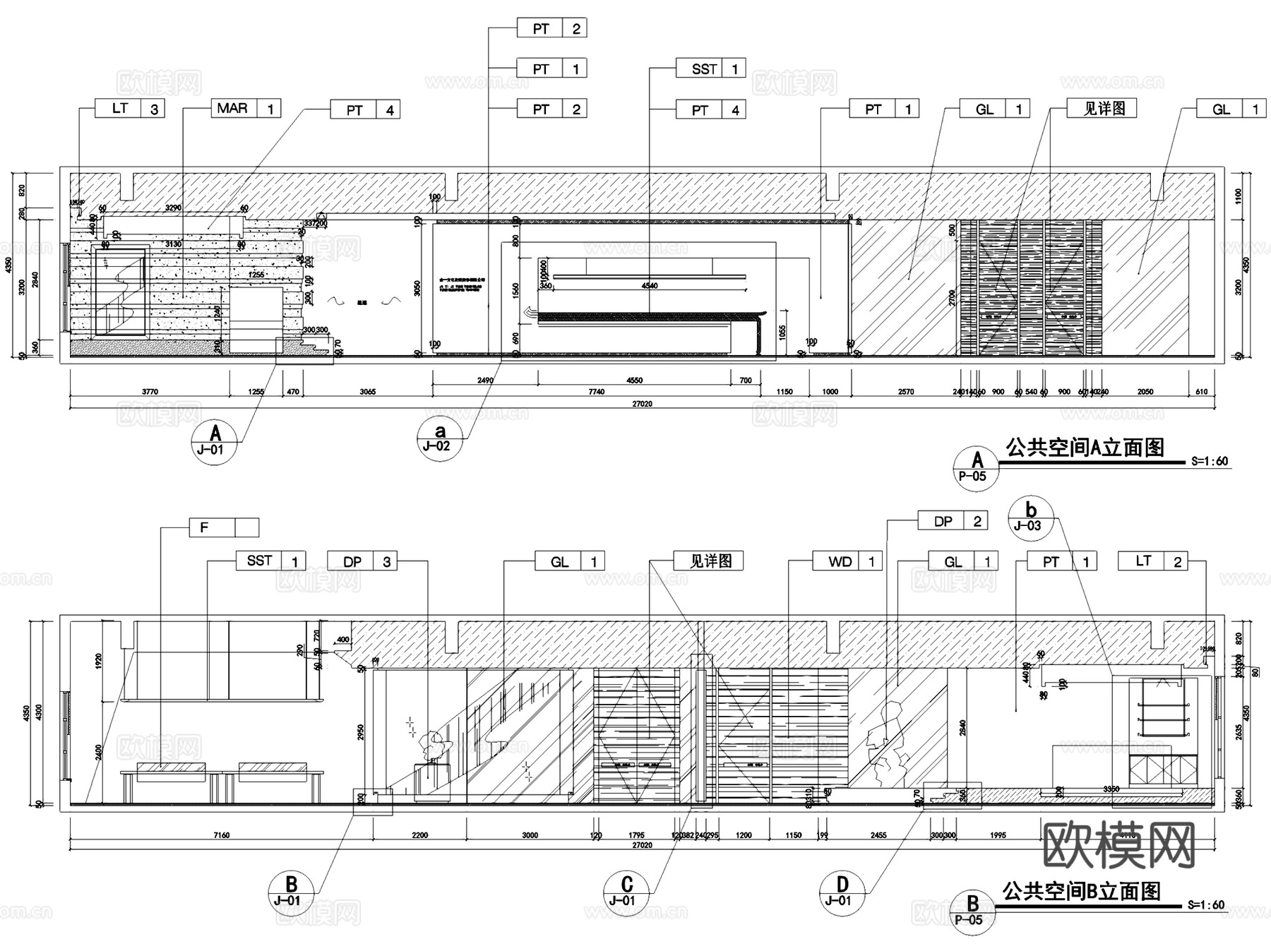 工业风开放办公室室内工装CAD施工图整套cad施工图