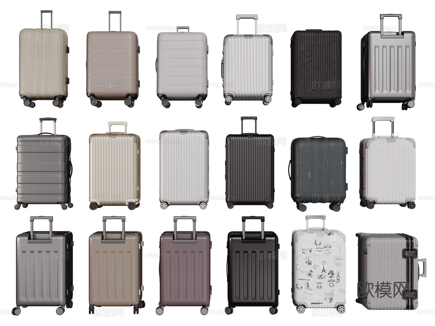 现代行李箱 拉杆箱 箱包 旅行箱 密码箱su模型