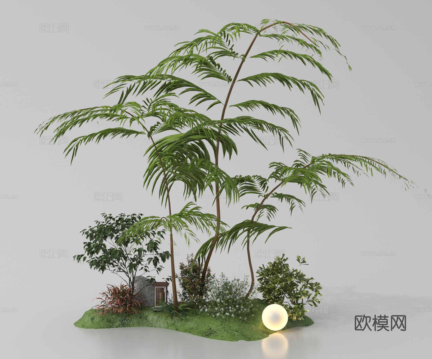 现代庭院景观小品 植物景观 景观造景su模型