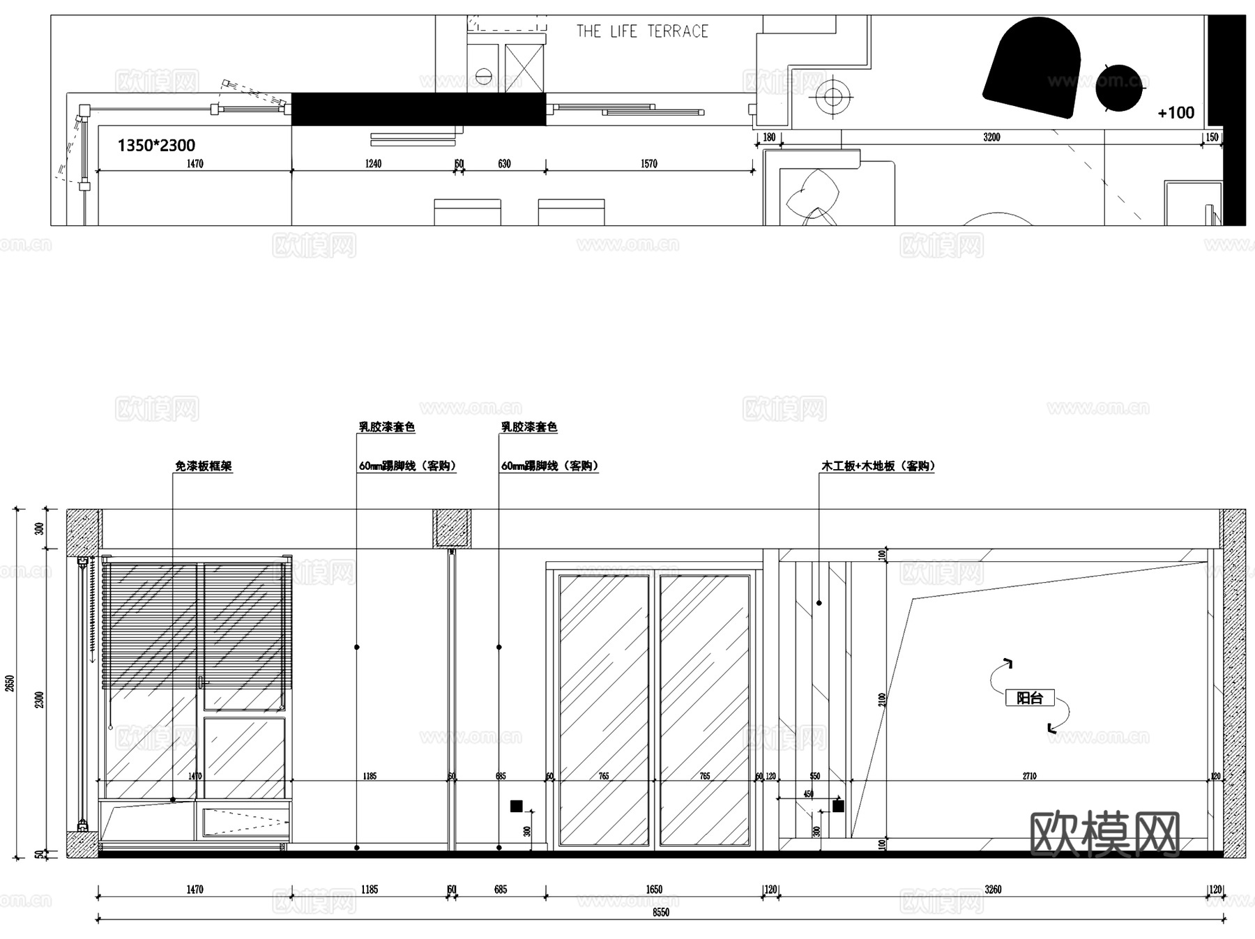 雍和府9-1-801无主灯室内家装CAD施工图整套cad施工图