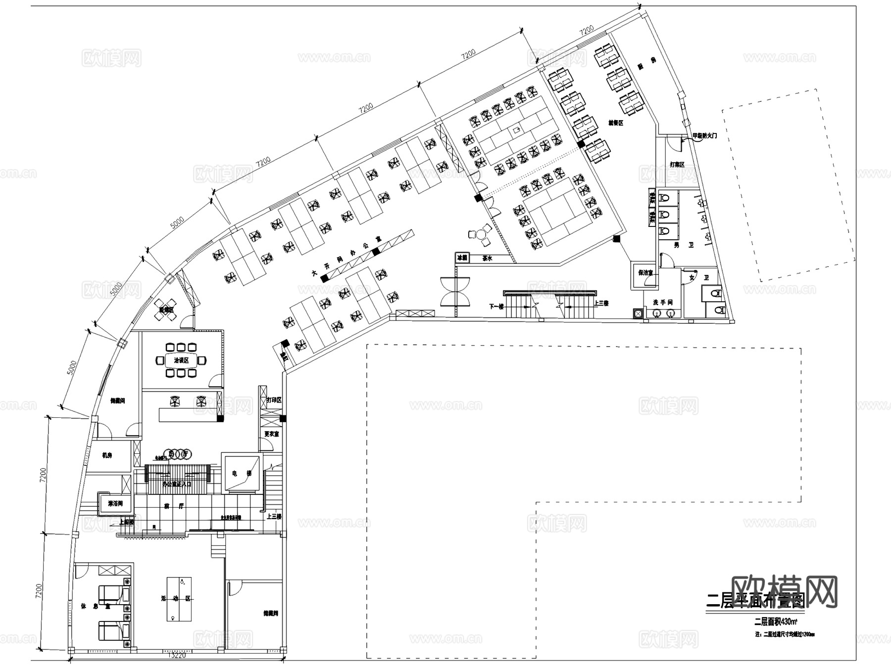 浙江利华奥迪汽车销售办公室室内工装CAD施工图cad施工图