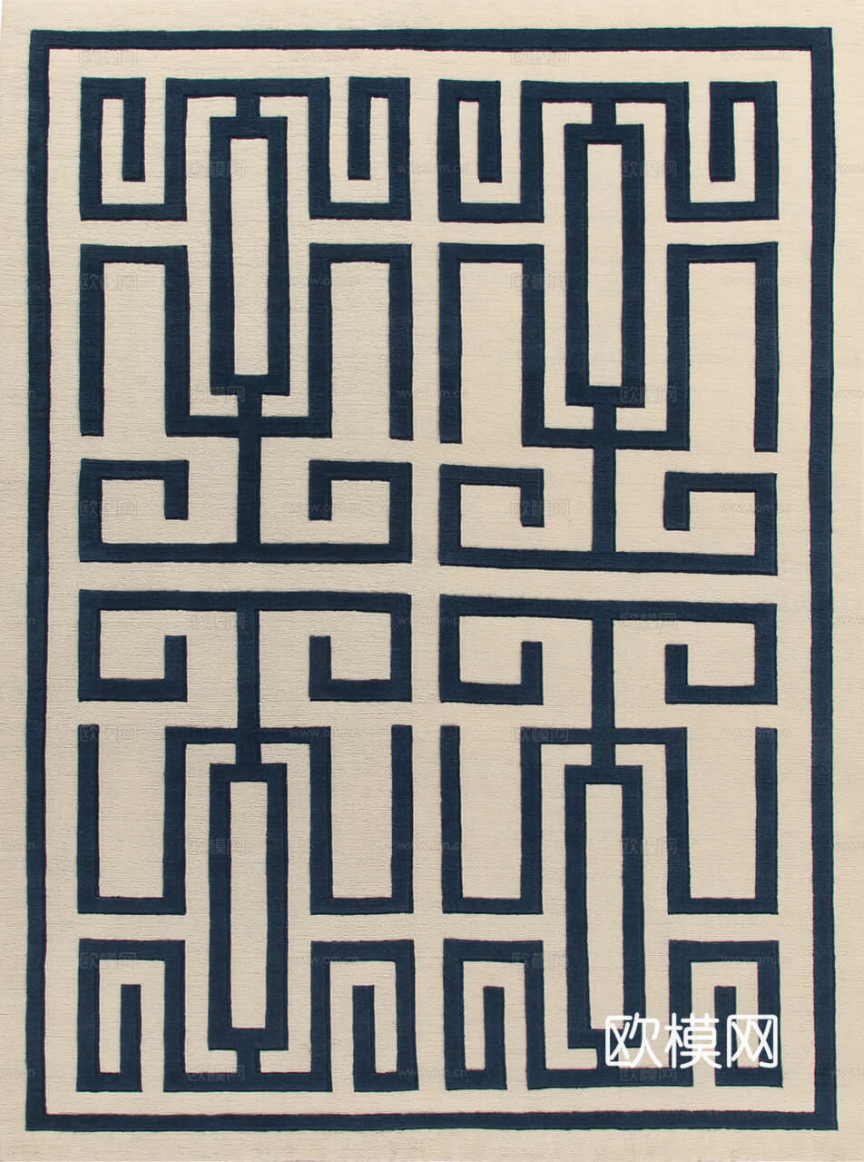 新中式几何地毯  简约地毯 地毯 块毯 毛毯