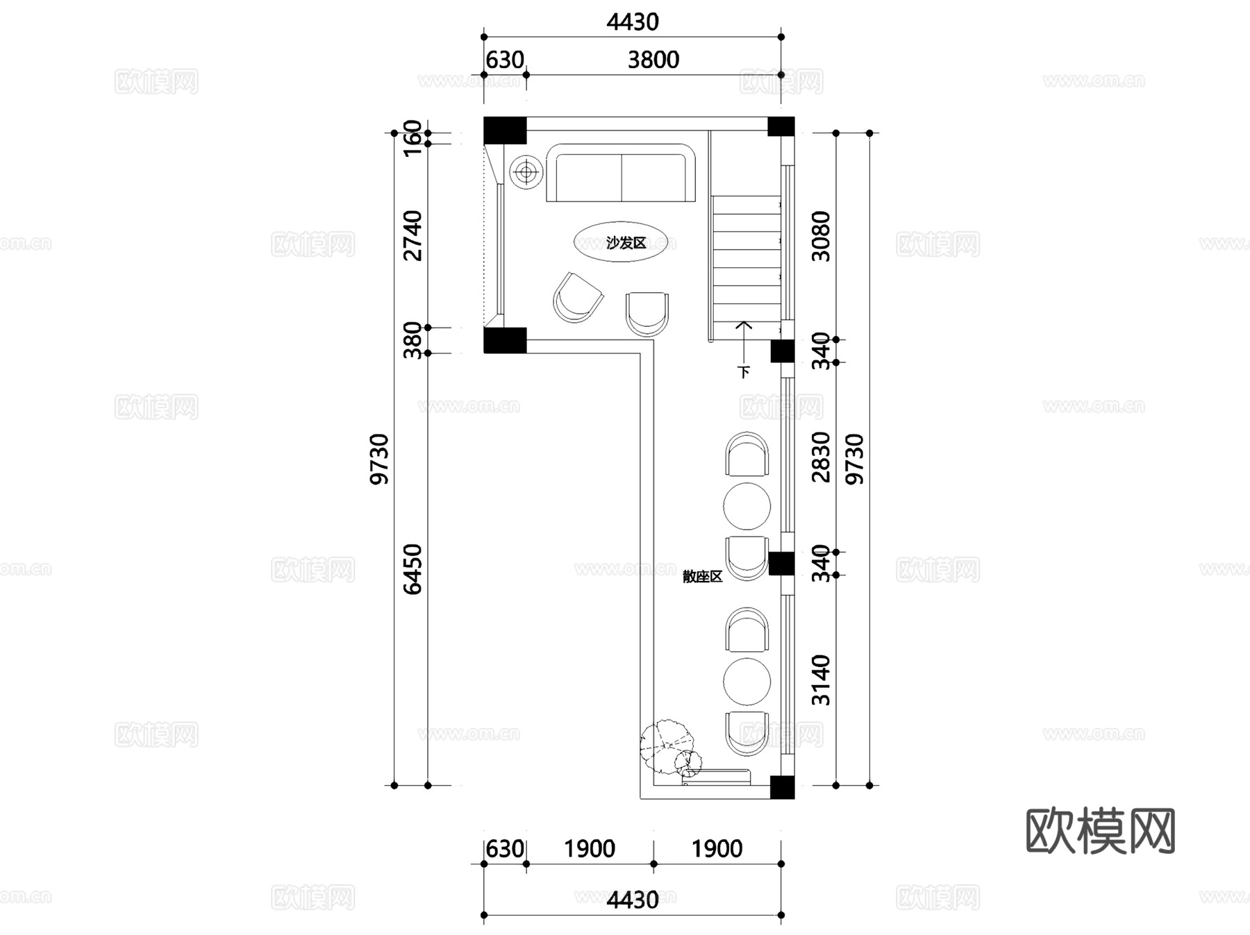 广州Alpha Coffee阿尔法咖啡店室内工装CAD施工图cad施工图
