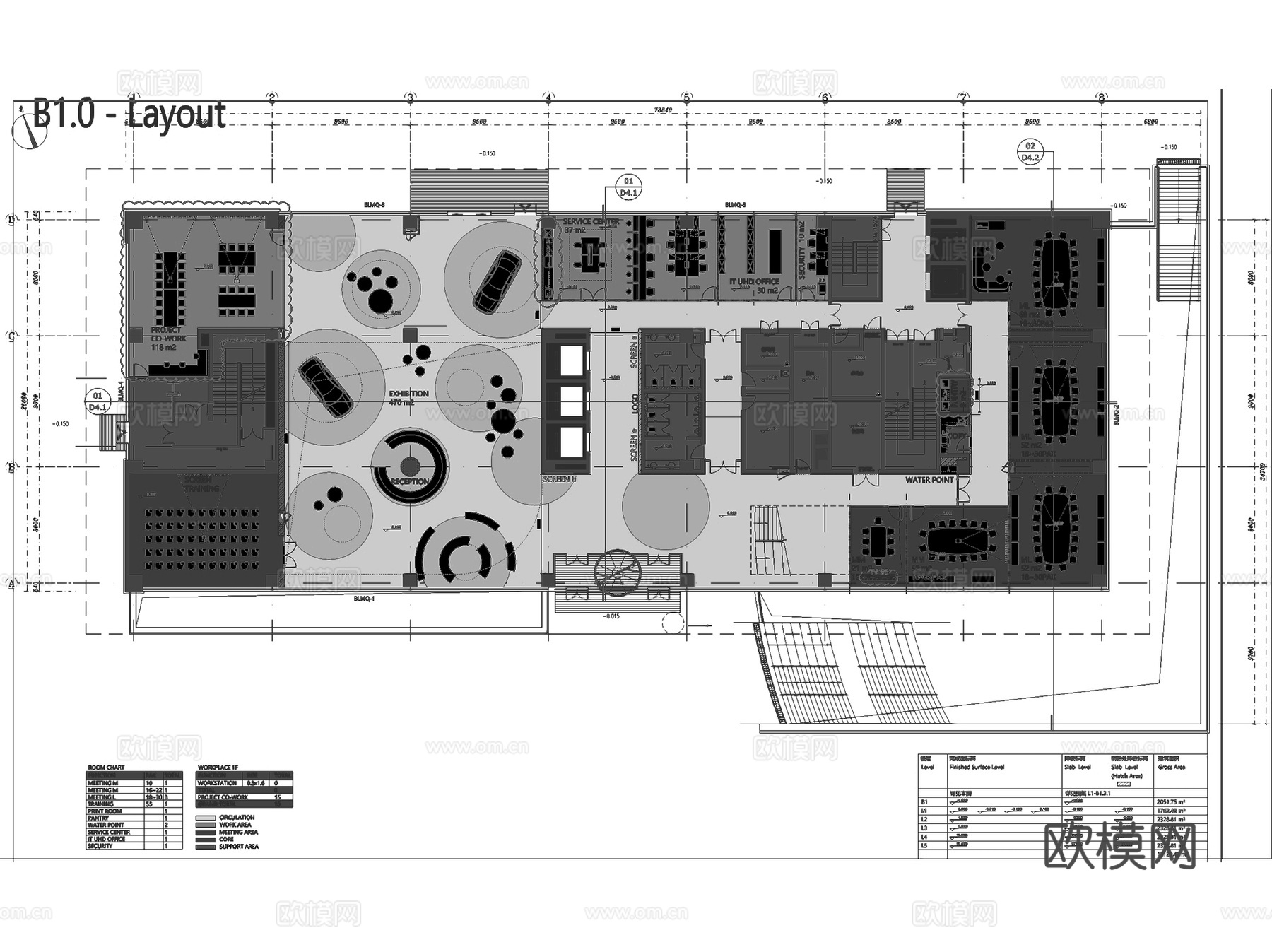 戴姆勒中国研发中心办公楼室内工装CAD施工图整套+文本cad施工图