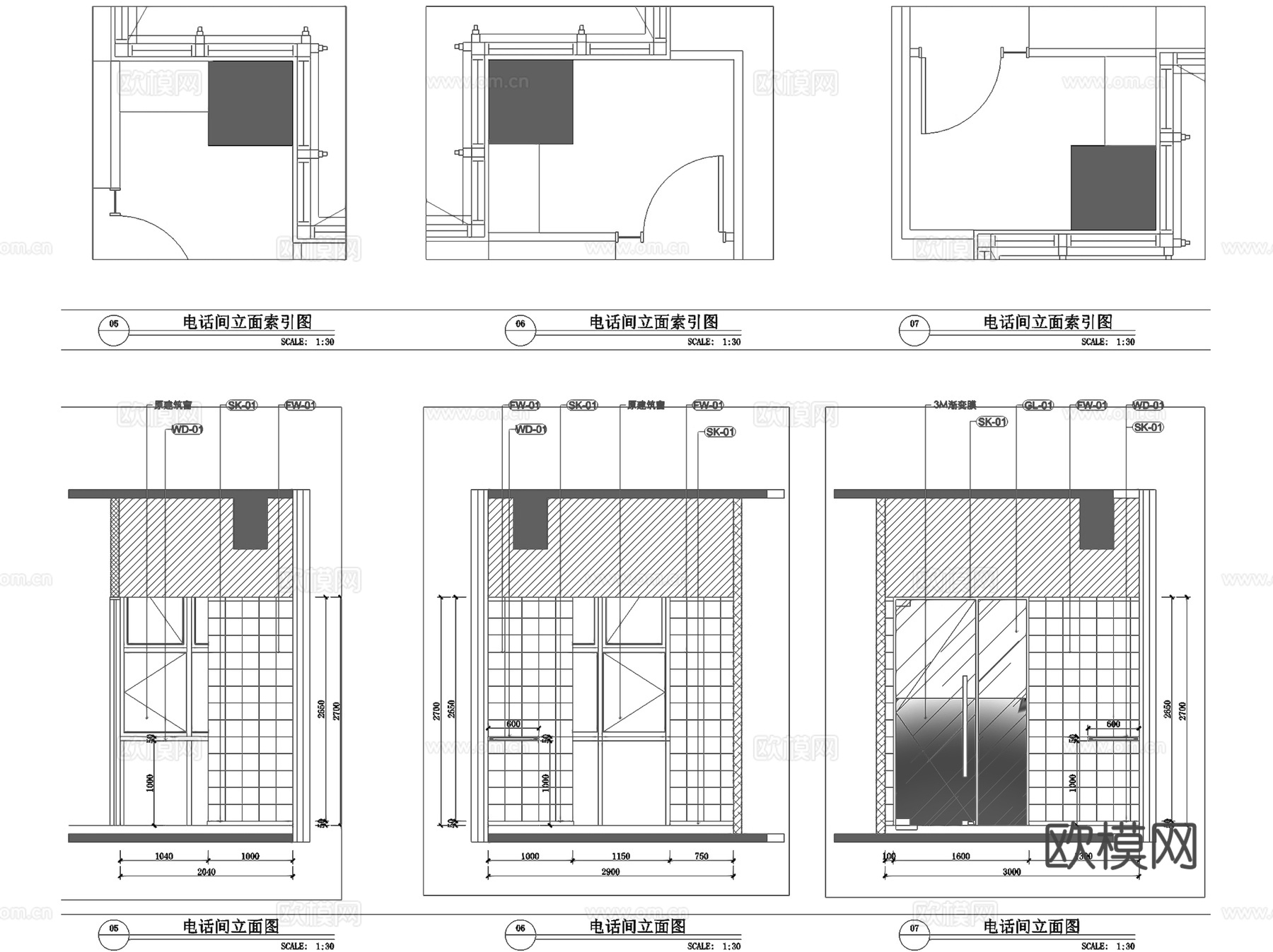 小米深圳永新汇扩租19F21F办公室室内工装CAD施工图整套cad施工图