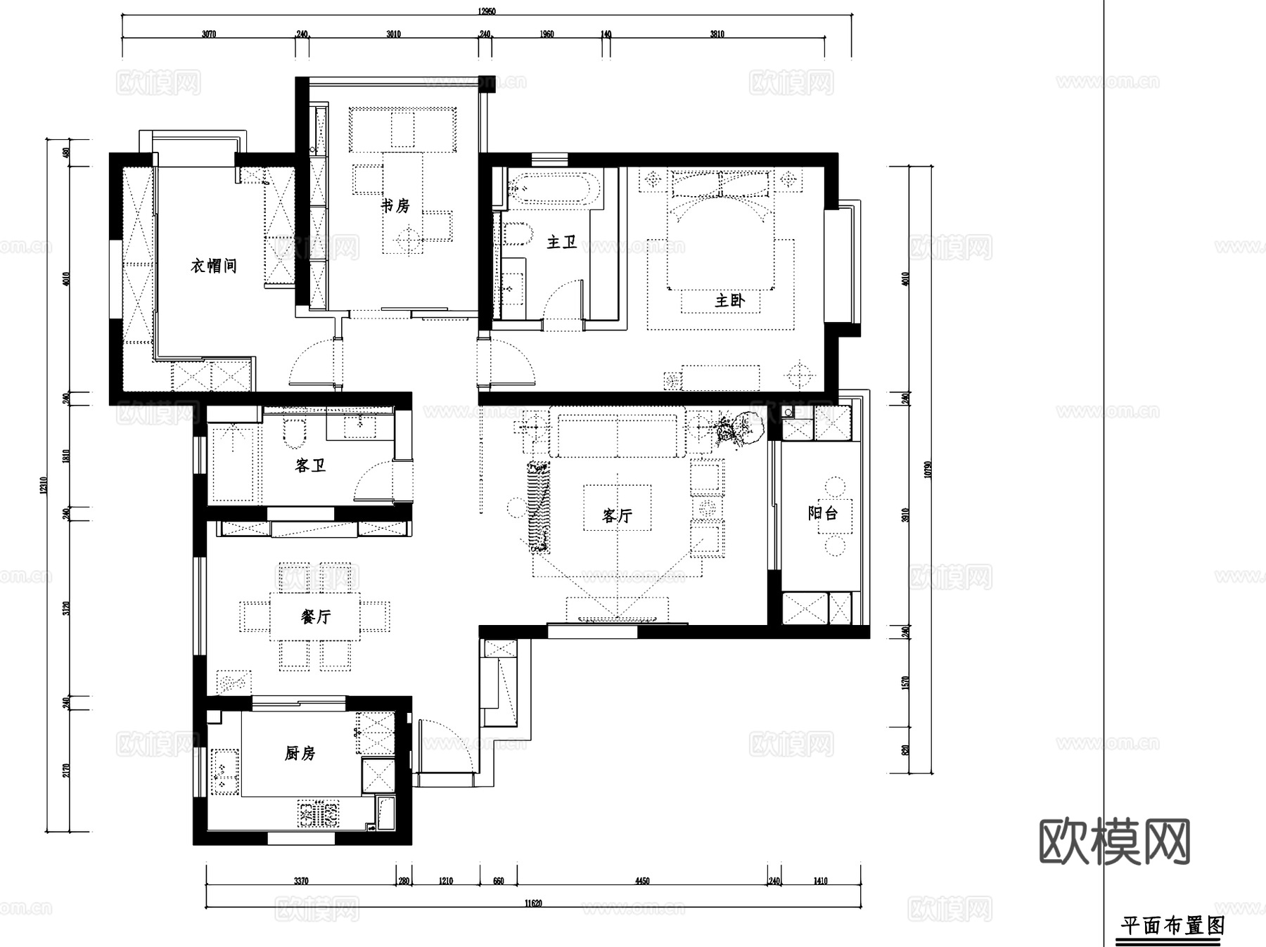 上海滩新昌城6-1701无主灯室内家装CAD施工图整套cad施工图