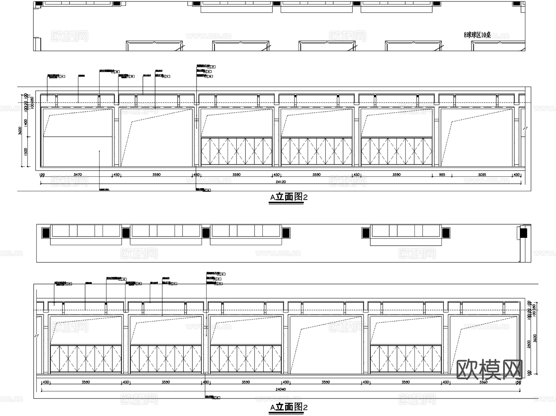 上海超越台球俱乐部室内工装CAD施工图cad施工图