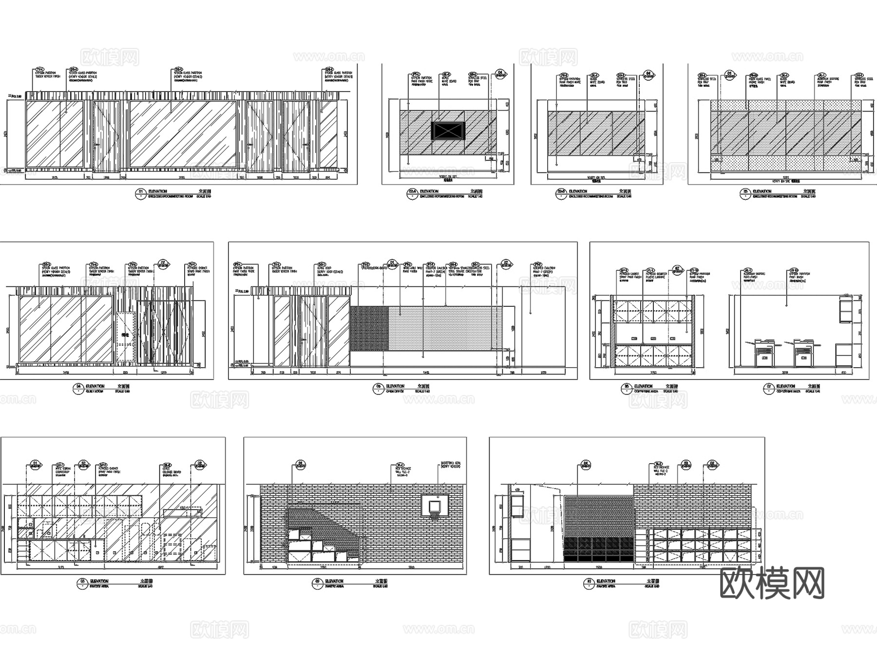 成都SAP现代办公室室内工装CAD施工图整套+文本cad施工图
