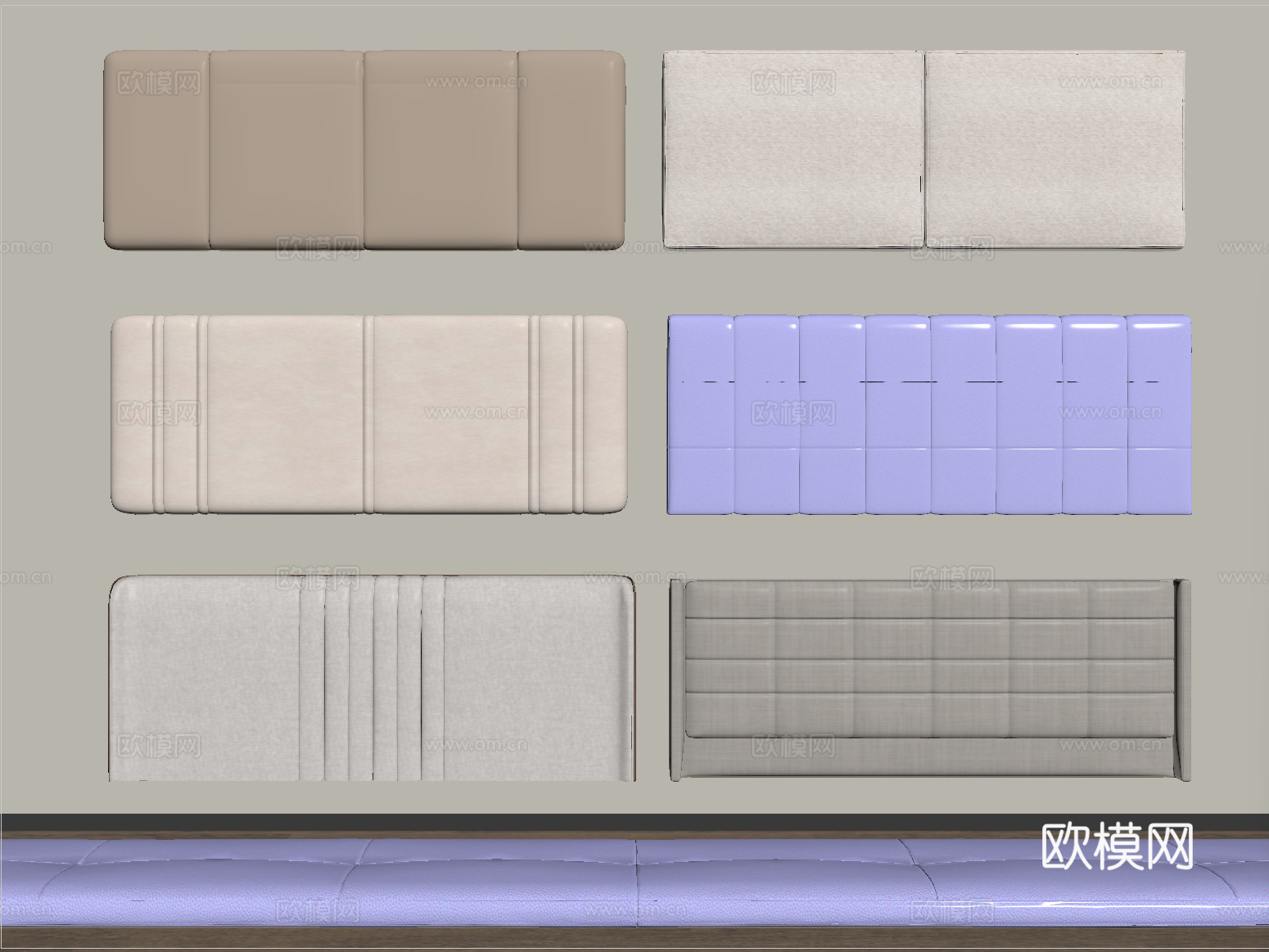 现代床靠背 床品 床头su模型