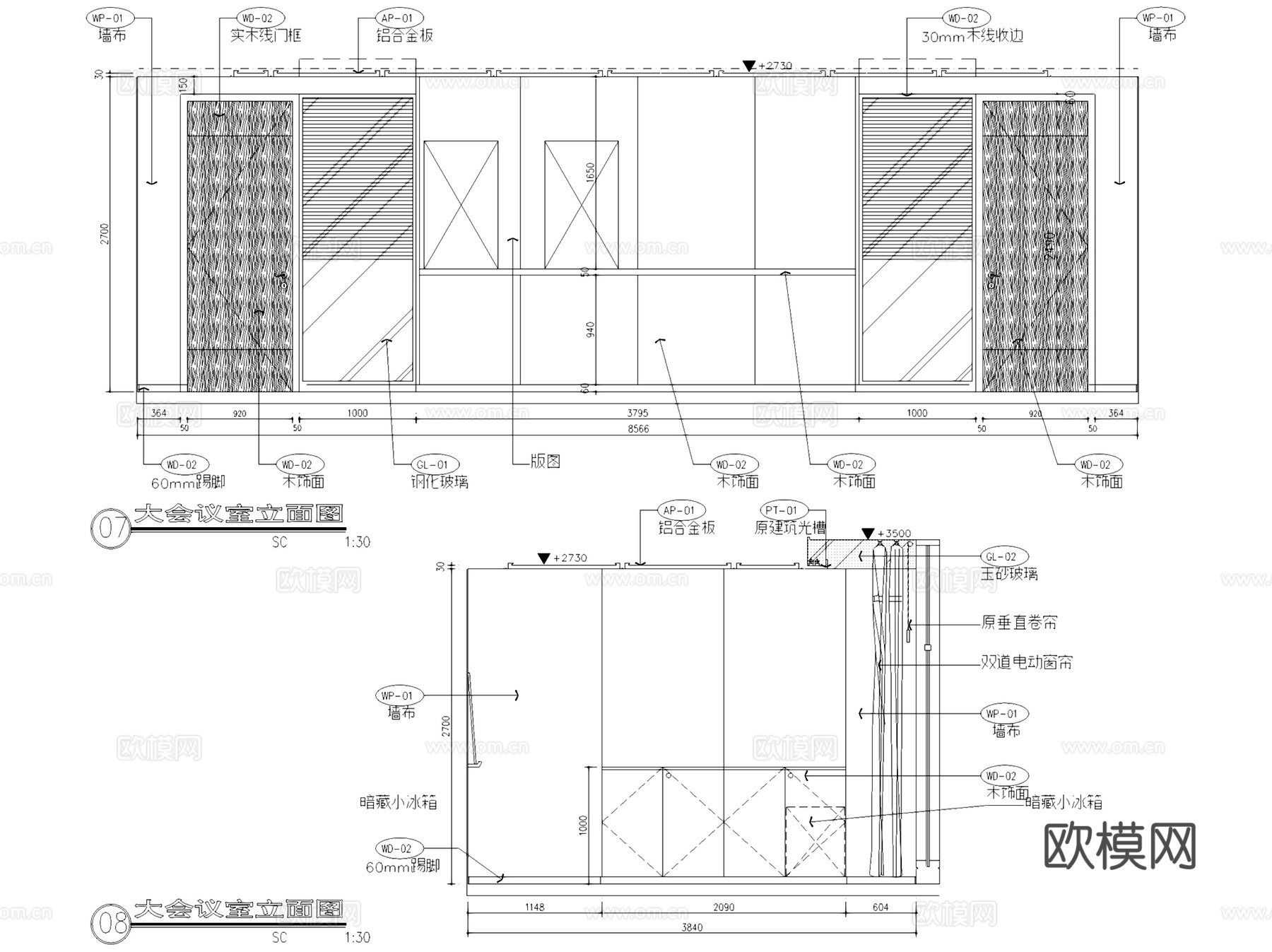 Raffles Office 办公室室内工装CAD施工图整套cad施工图