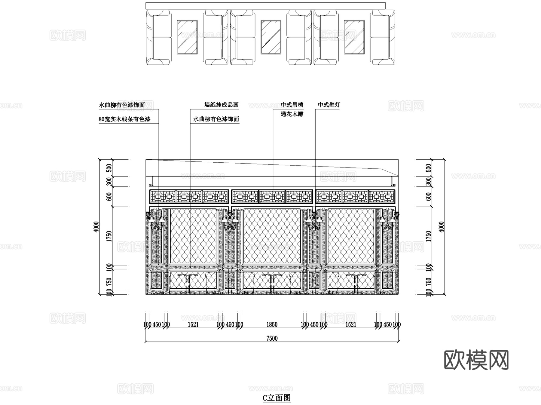 凯歌归茶楼茶室会所室内工装CAD施工图整套cad施工图