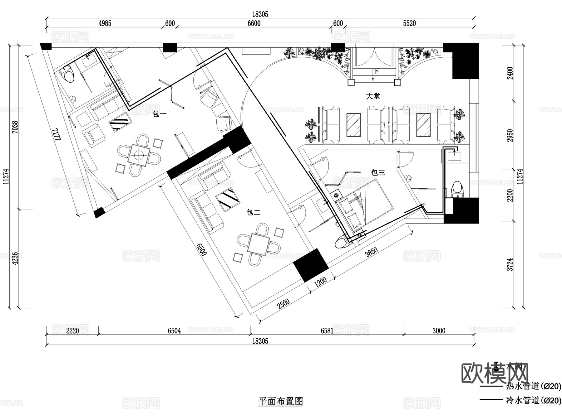 凯歌归茶楼茶室会所室内工装CAD施工图整套cad施工图