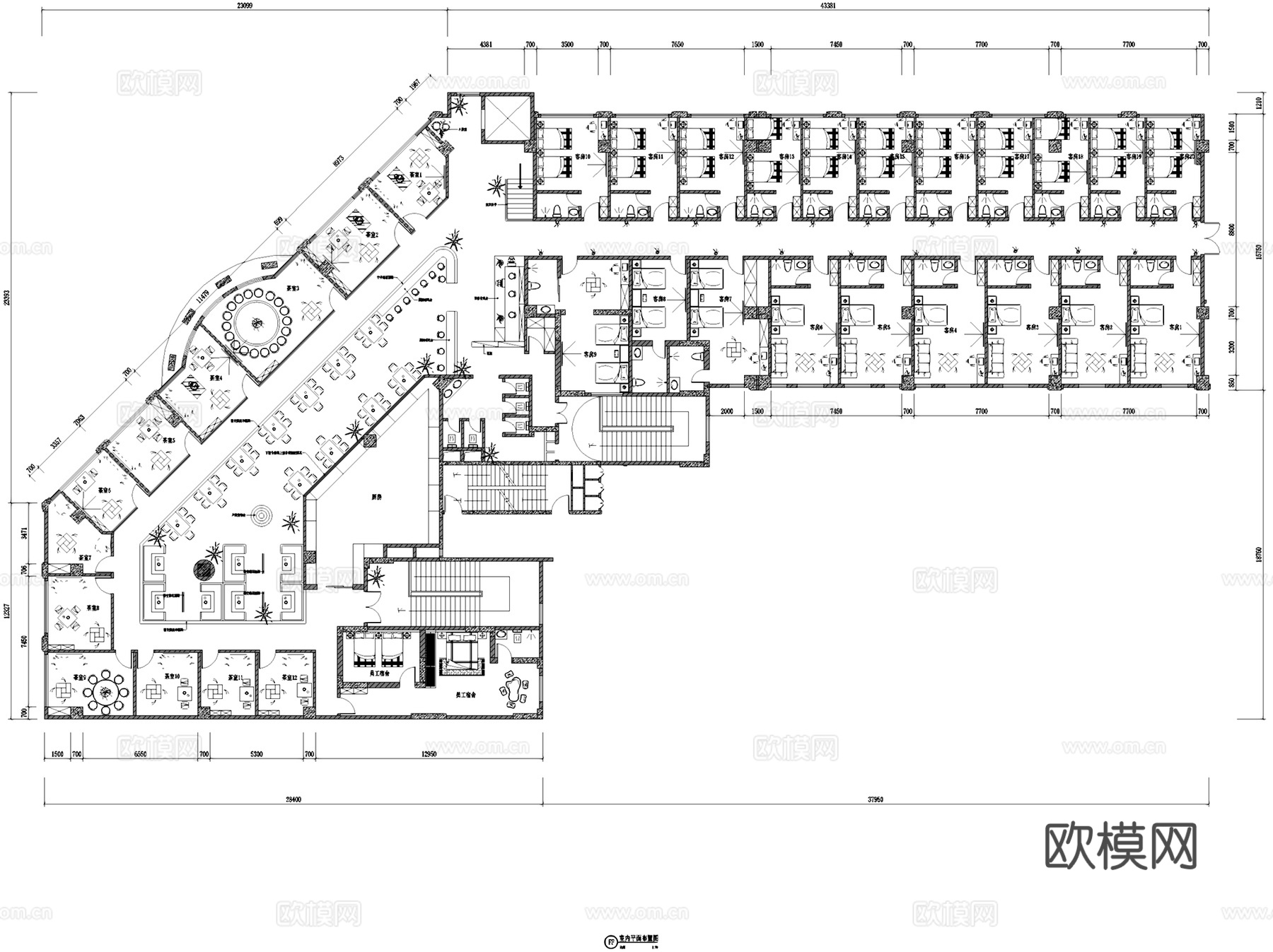 单层新中式茶室茶楼茶会所室内工装CAD施工图cad施工图