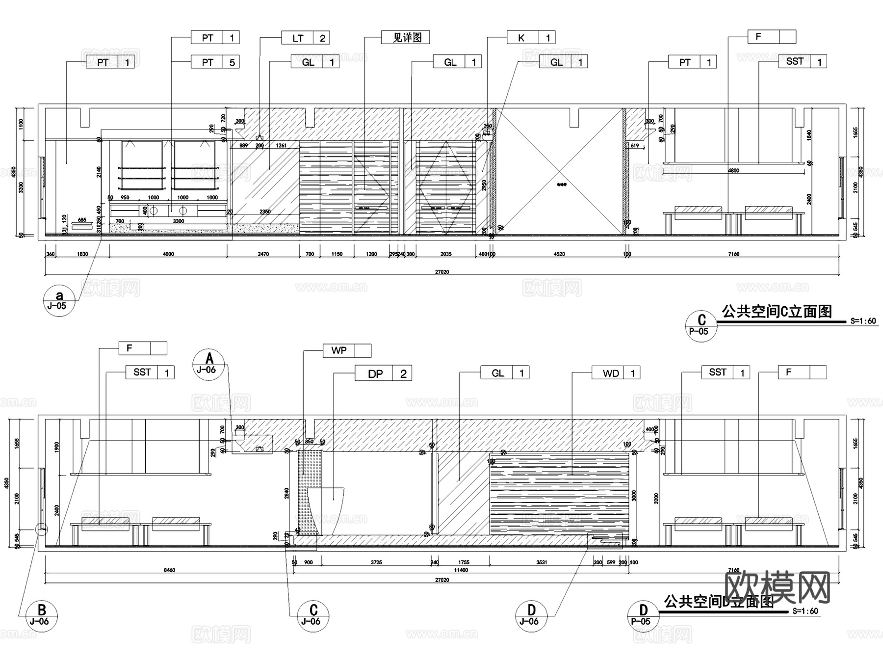 工业风开放办公室室内工装CAD施工图整套cad施工图