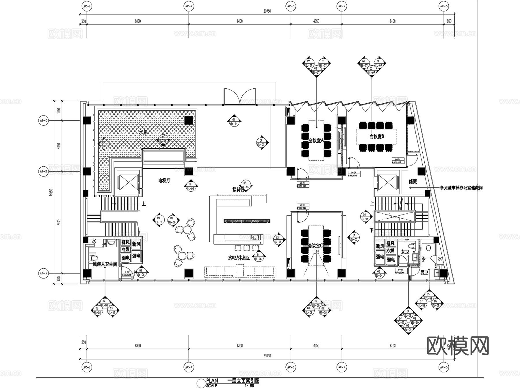 万科御河企业公馆办公楼样板房室内工装CAD施工图整套+文本cad施工图