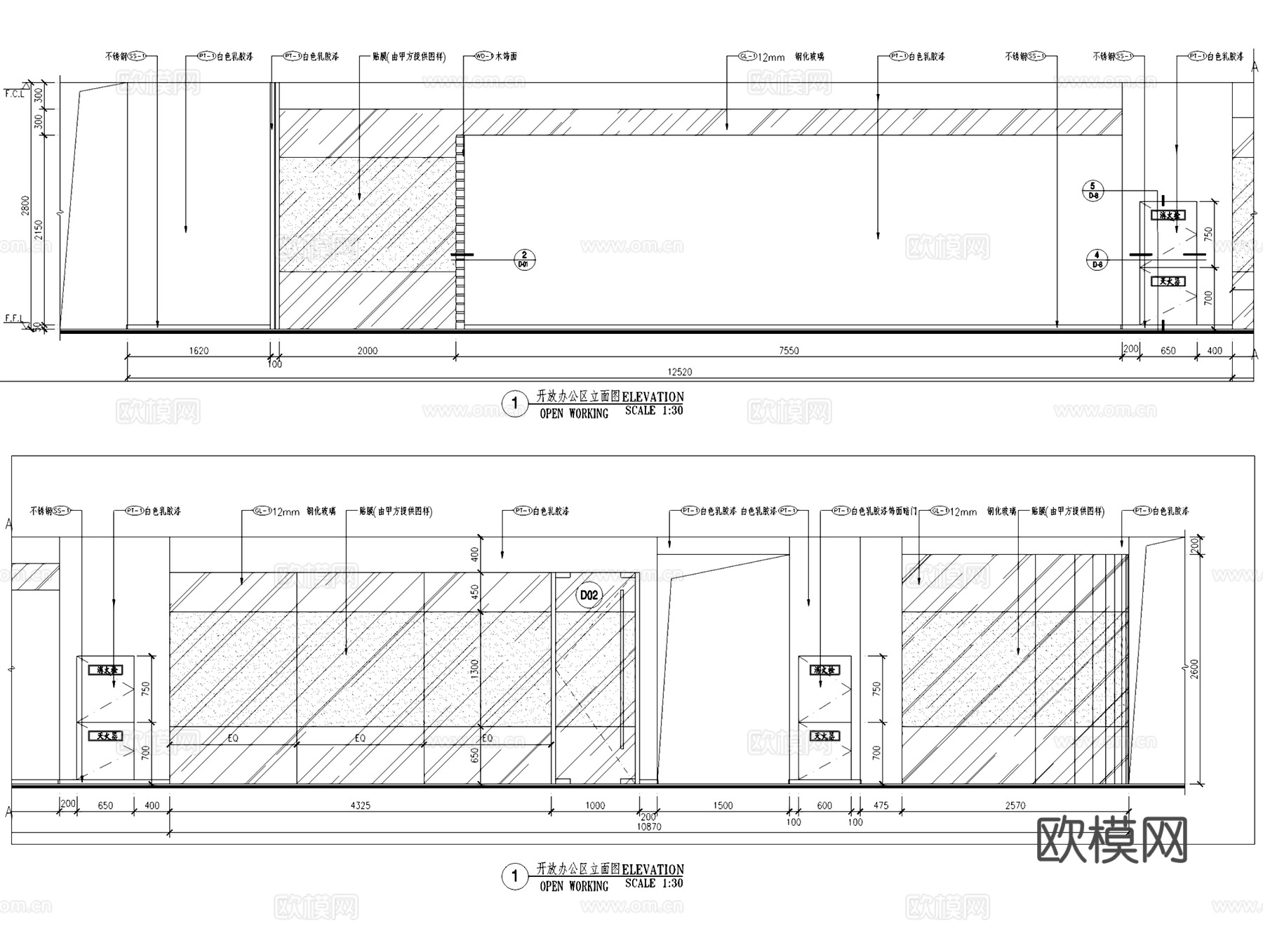成都天府软件园戴尔办公室室内工装CAD施工图整套cad施工图
