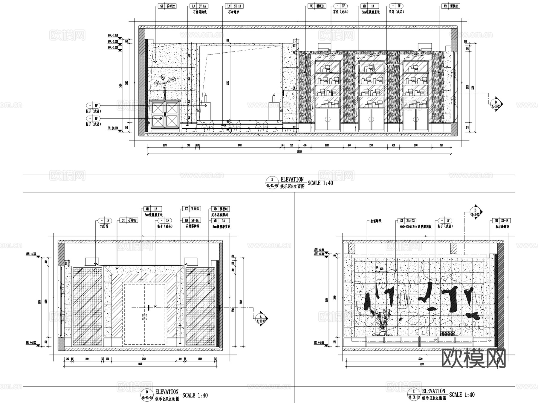 二层新中式茶楼茶室会所室内工装CAD施工图整套cad施工图