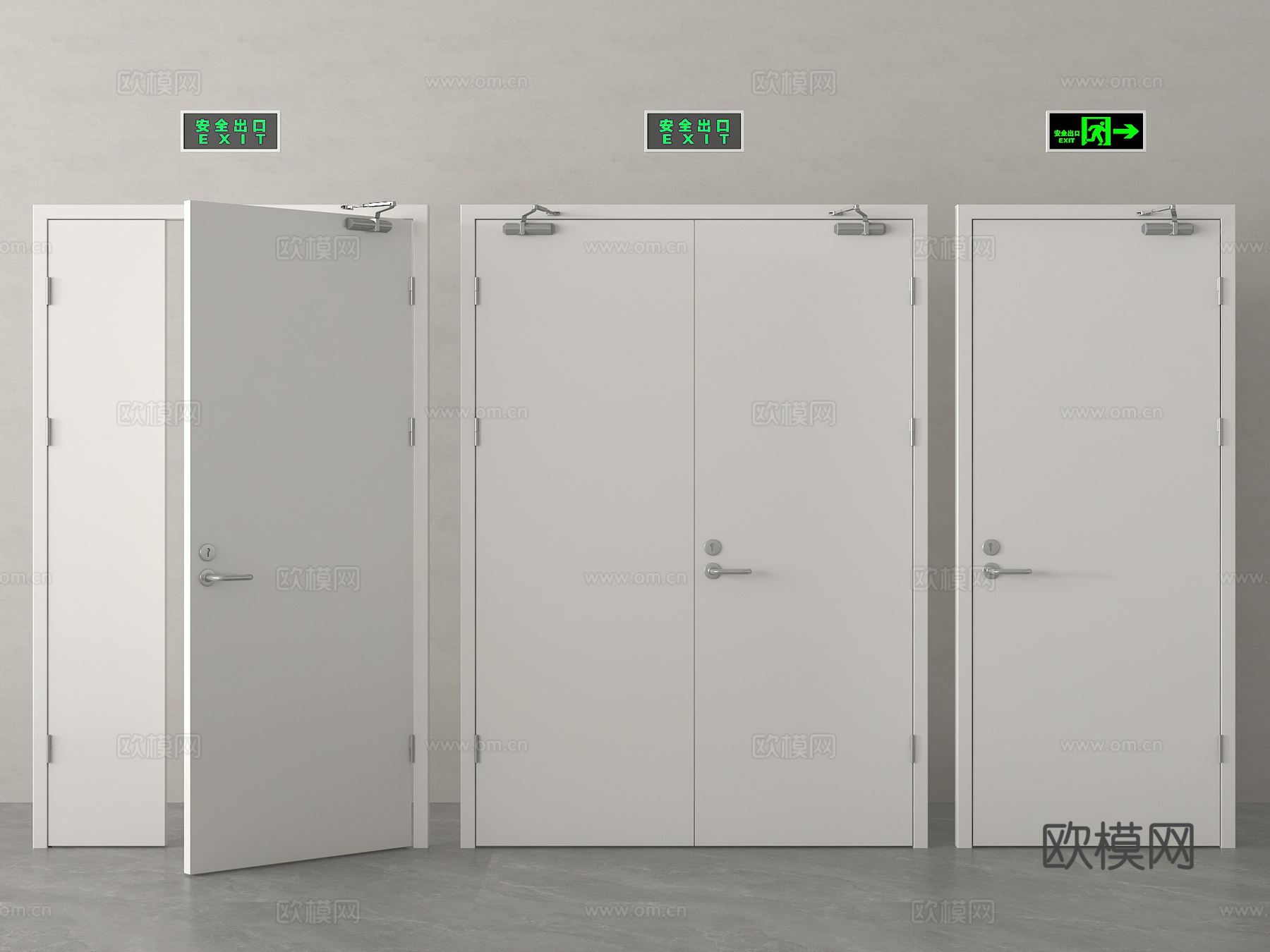 现代消防门 防火门 安全出口su模型