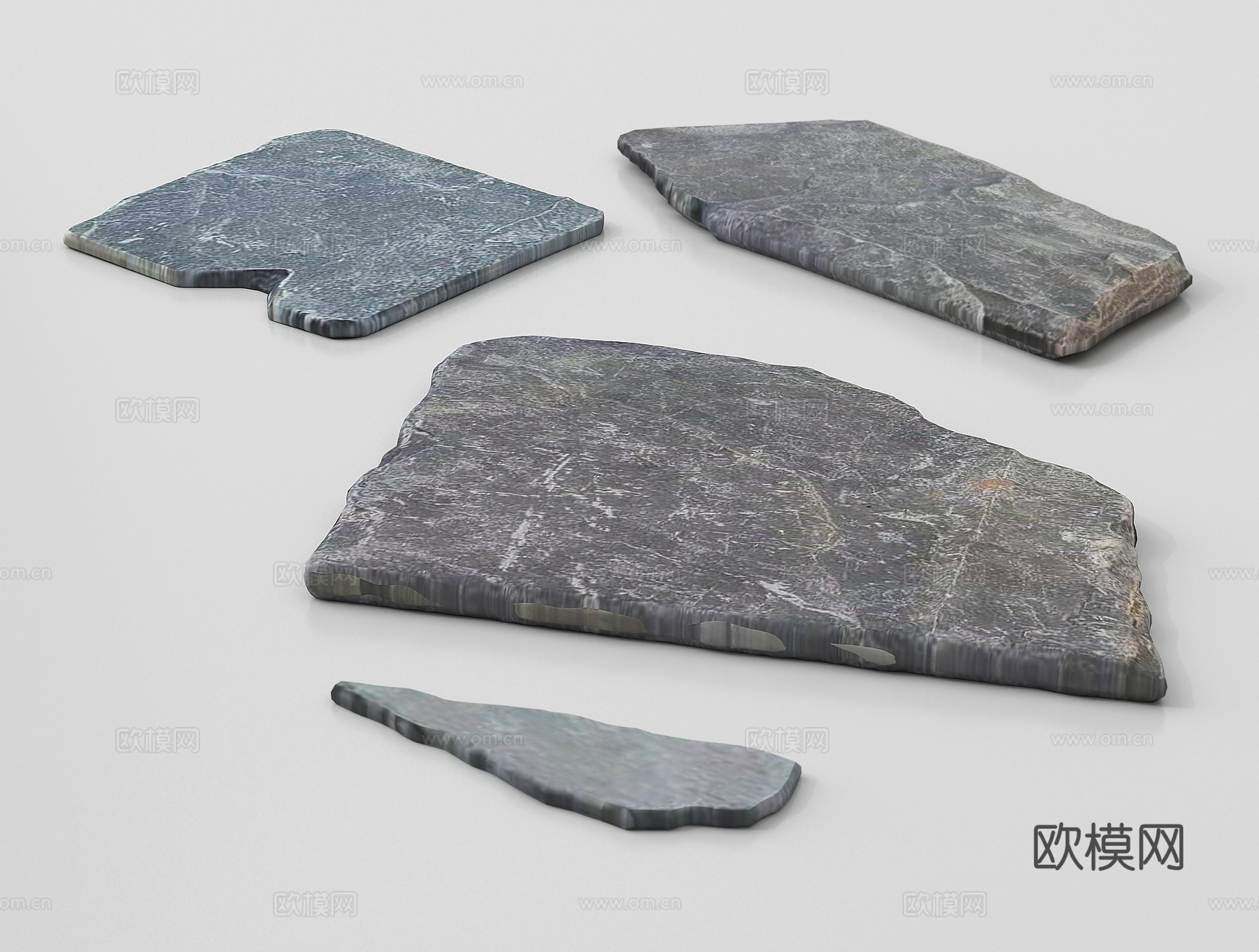 现代户外园林景观 台阶 石路 石板su模型