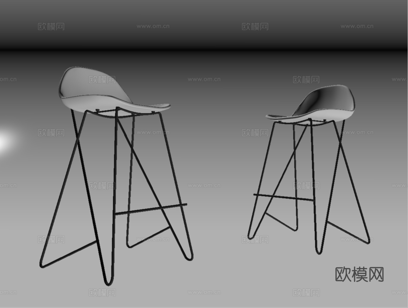 现代吧椅 极简吧椅 金属吧椅su模型