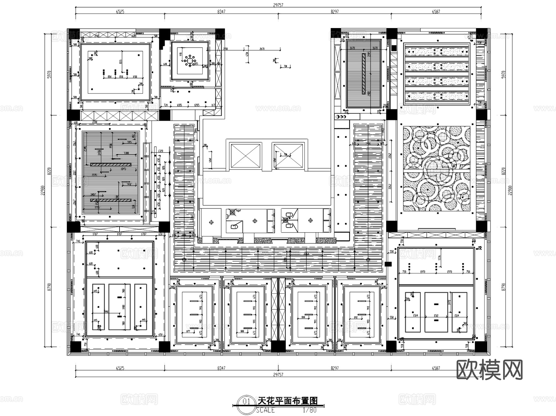 黄海城市花园七层办公室室内工装平面系统CAD施工图cad施工图
