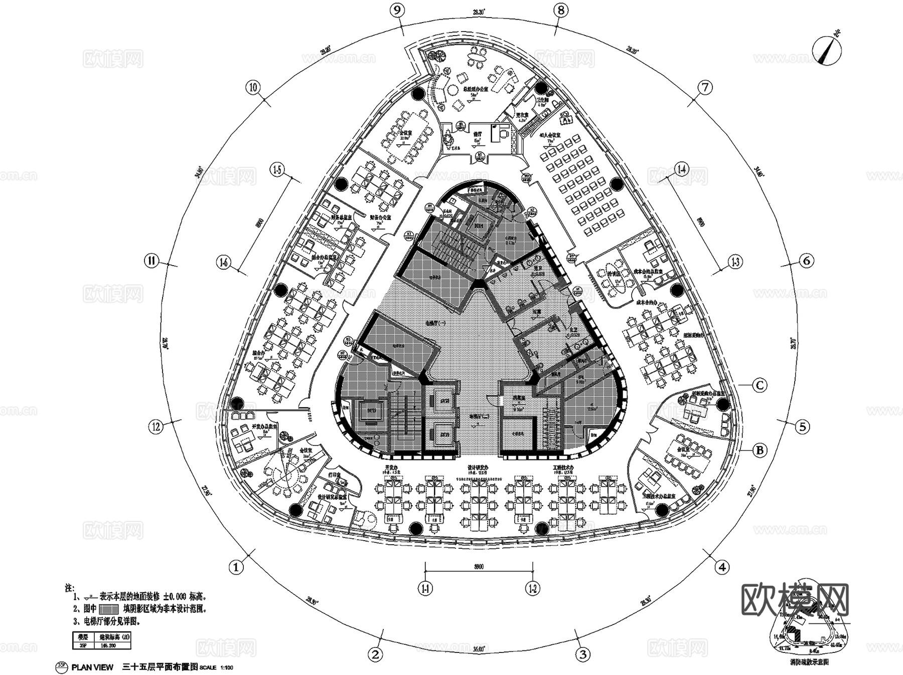 新力南昌朝阳新城办公楼室内工装CAD施工图cad施工图