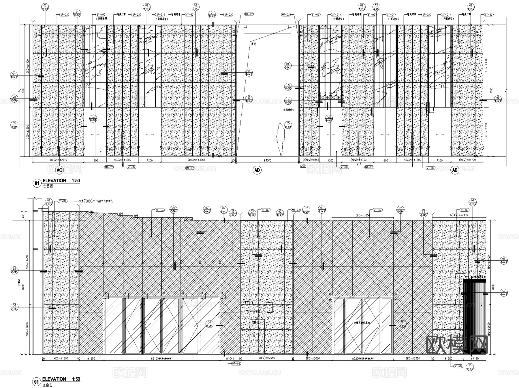 上海国际财富中心办公楼室内工装CAD施工图整套+文本cad施工图
