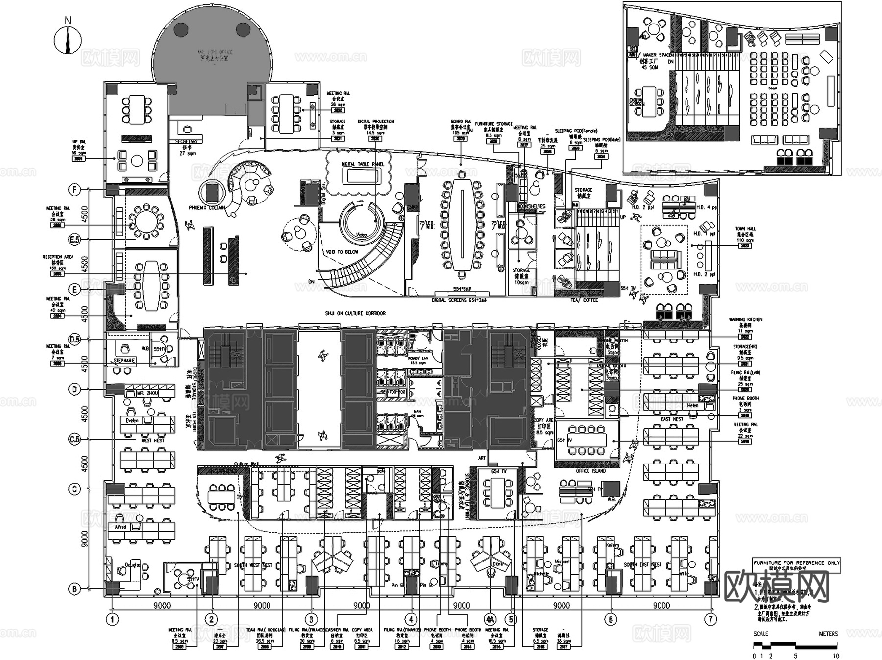 瑞安广场23F,25F,26F办公室室内工装CAD施工图整套cad施工图