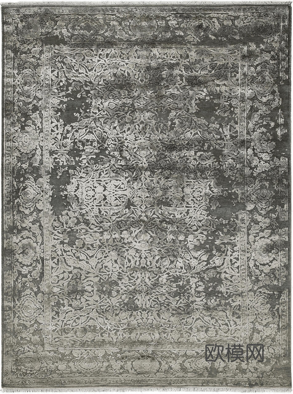 新中式印花地毯  灰色地毯 地毯 块毯 毛毯