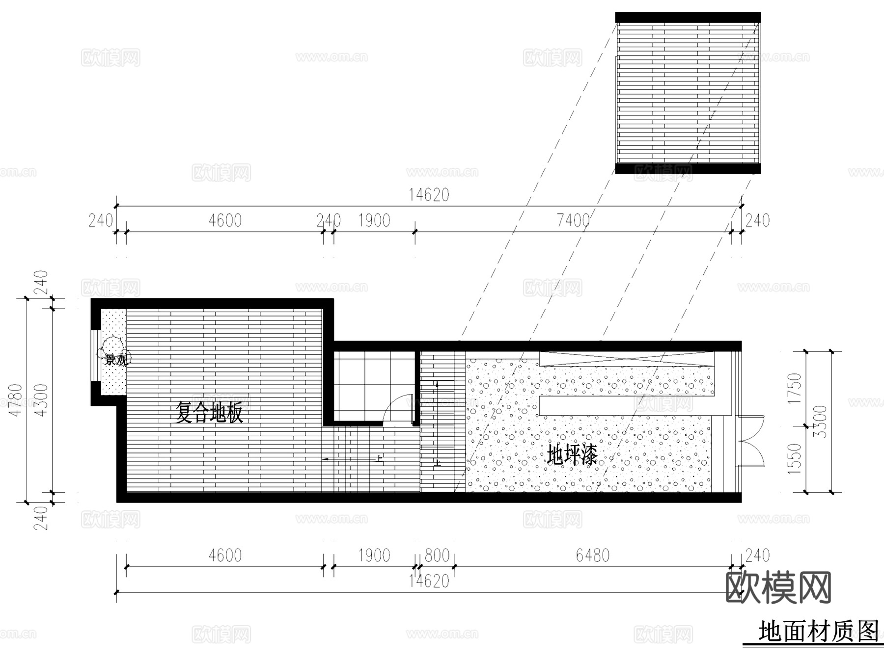 二层奶茶店室内工装CAD施工图+SU模型cad施工图