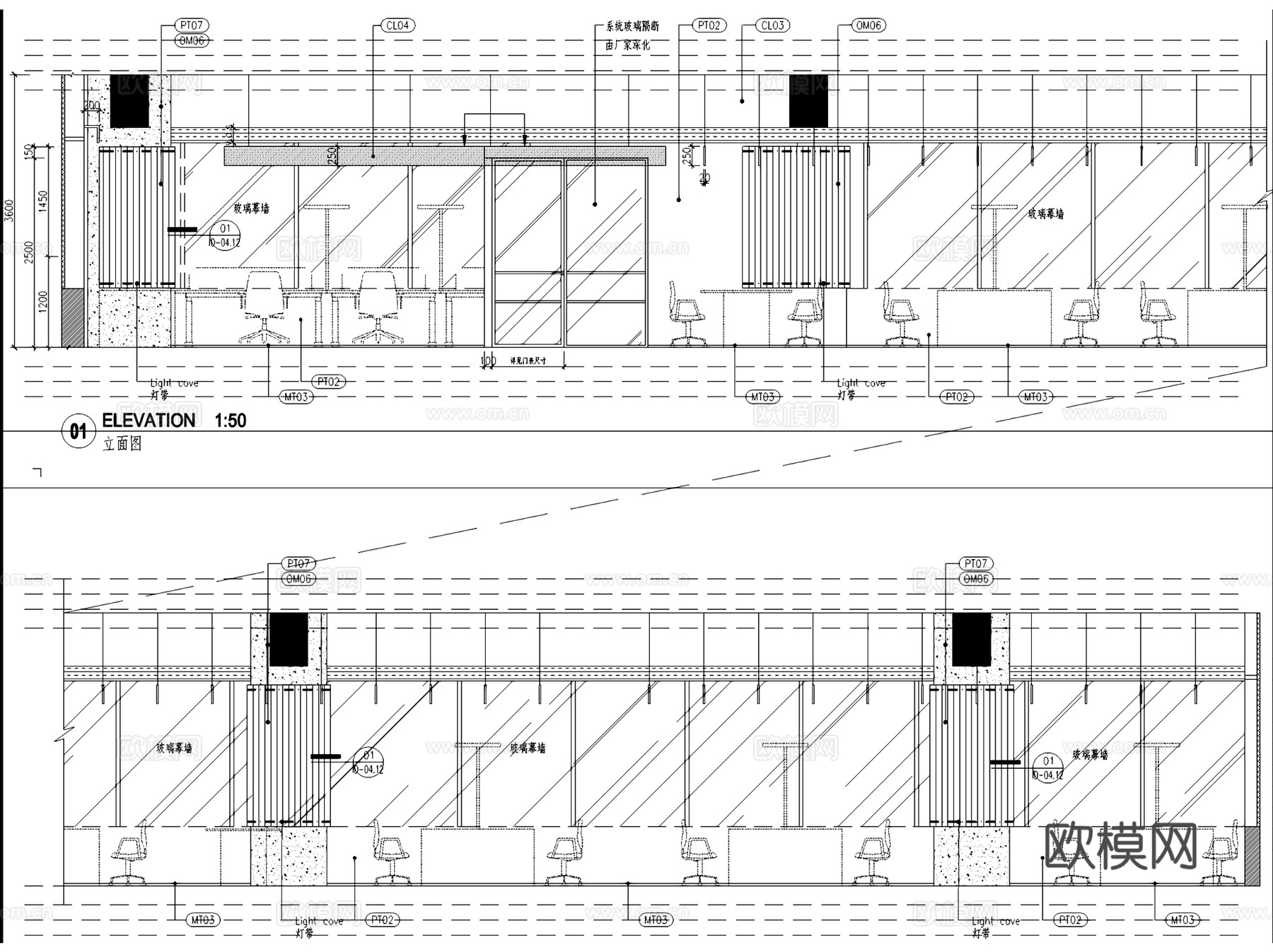 瑞安广场23F,25F,26F办公室室内工装CAD施工图整套cad施工图