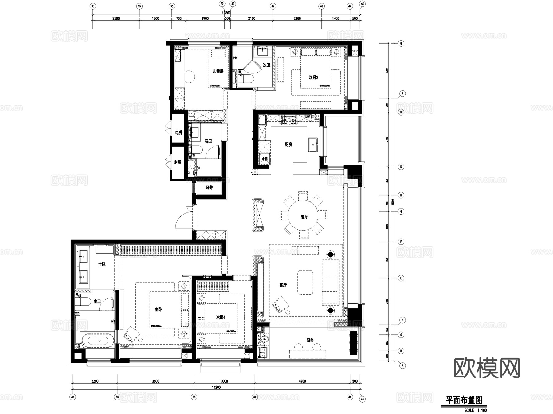 天煜时代淄博样板间无主灯室内家装CAD施工图整套+文本+SUcad施工图